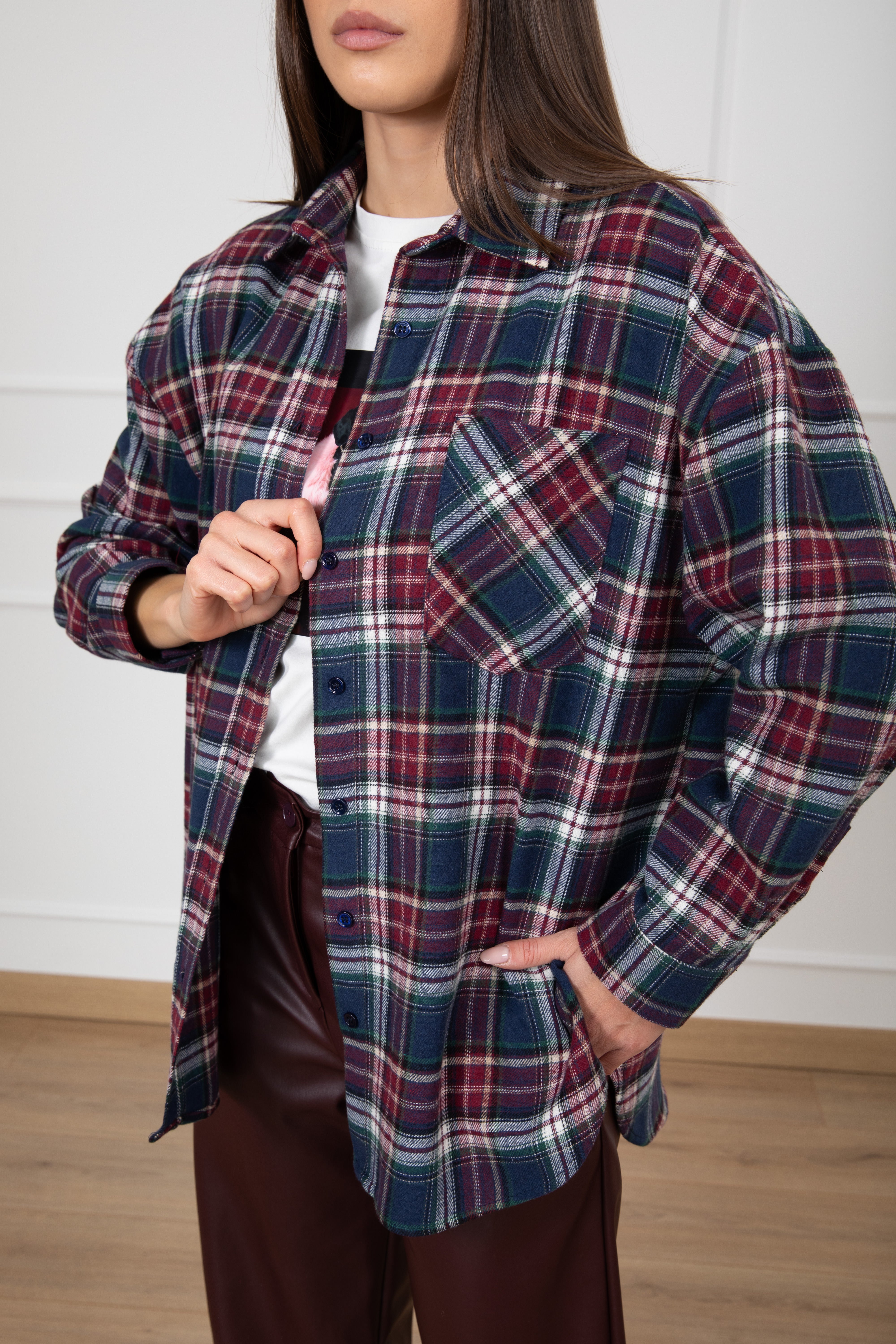 Camicia check blu in flanella ViCOLO