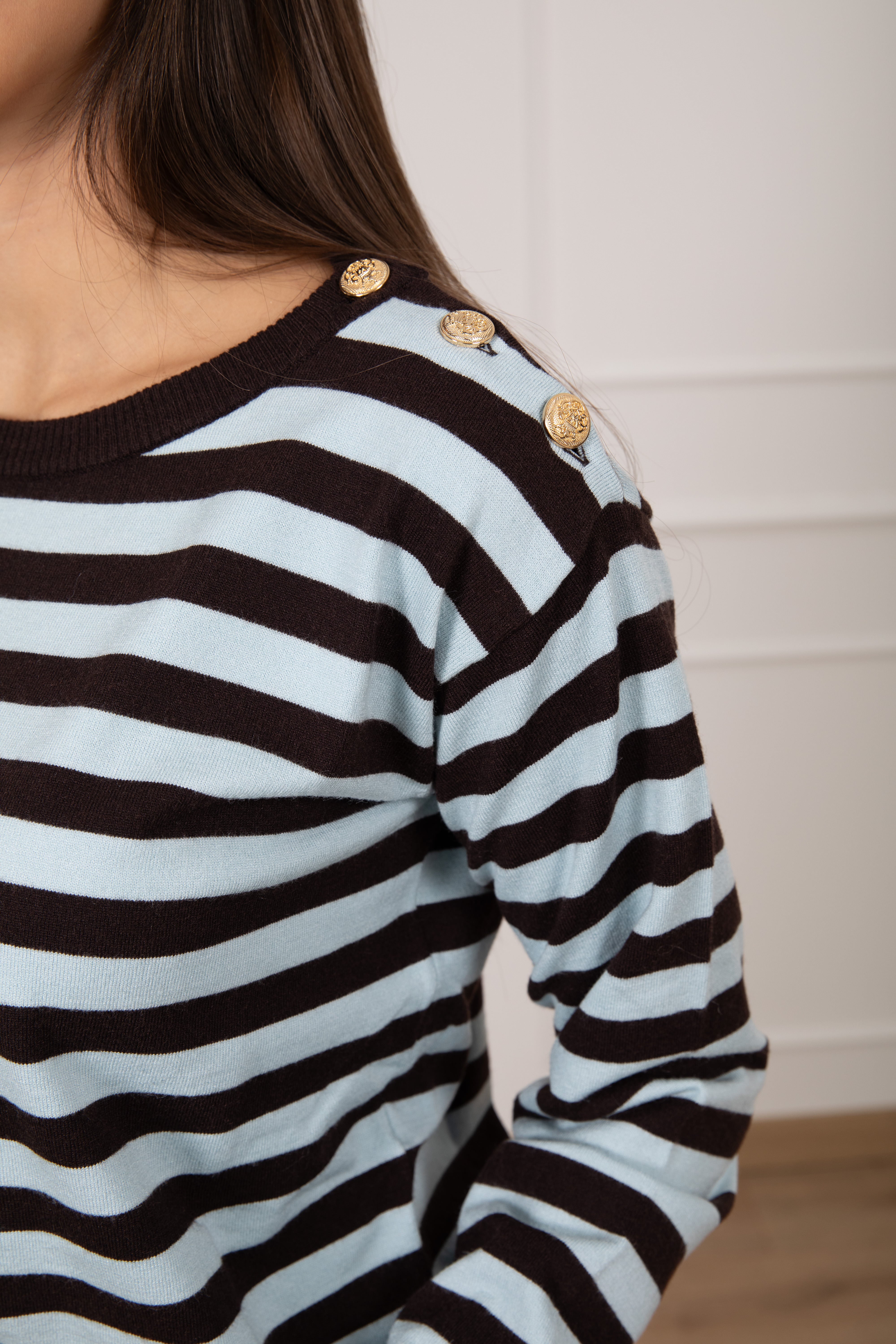Maglia a righe con bottoni oro ViCOLO