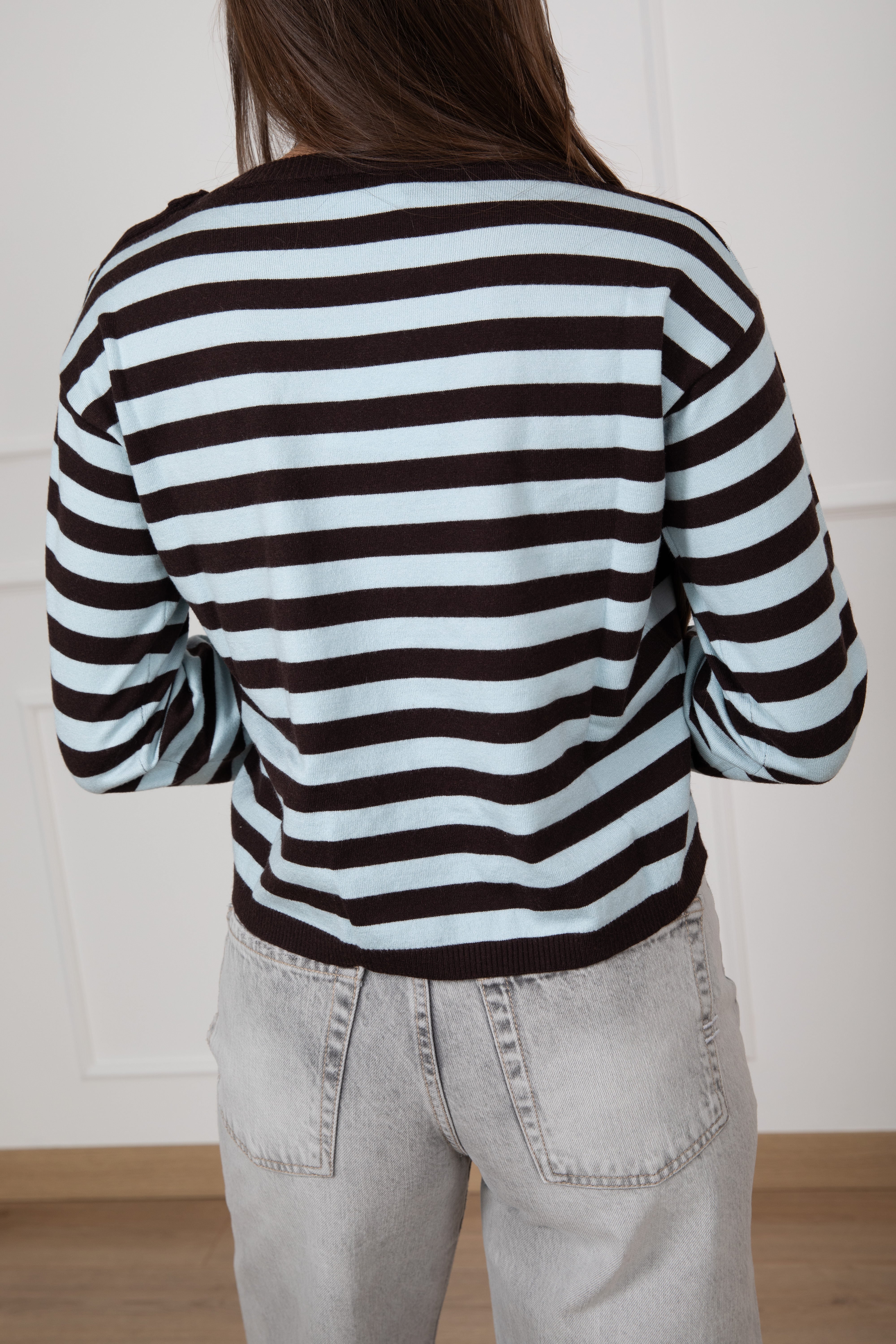 Maglia a righe con bottoni oro ViCOLO