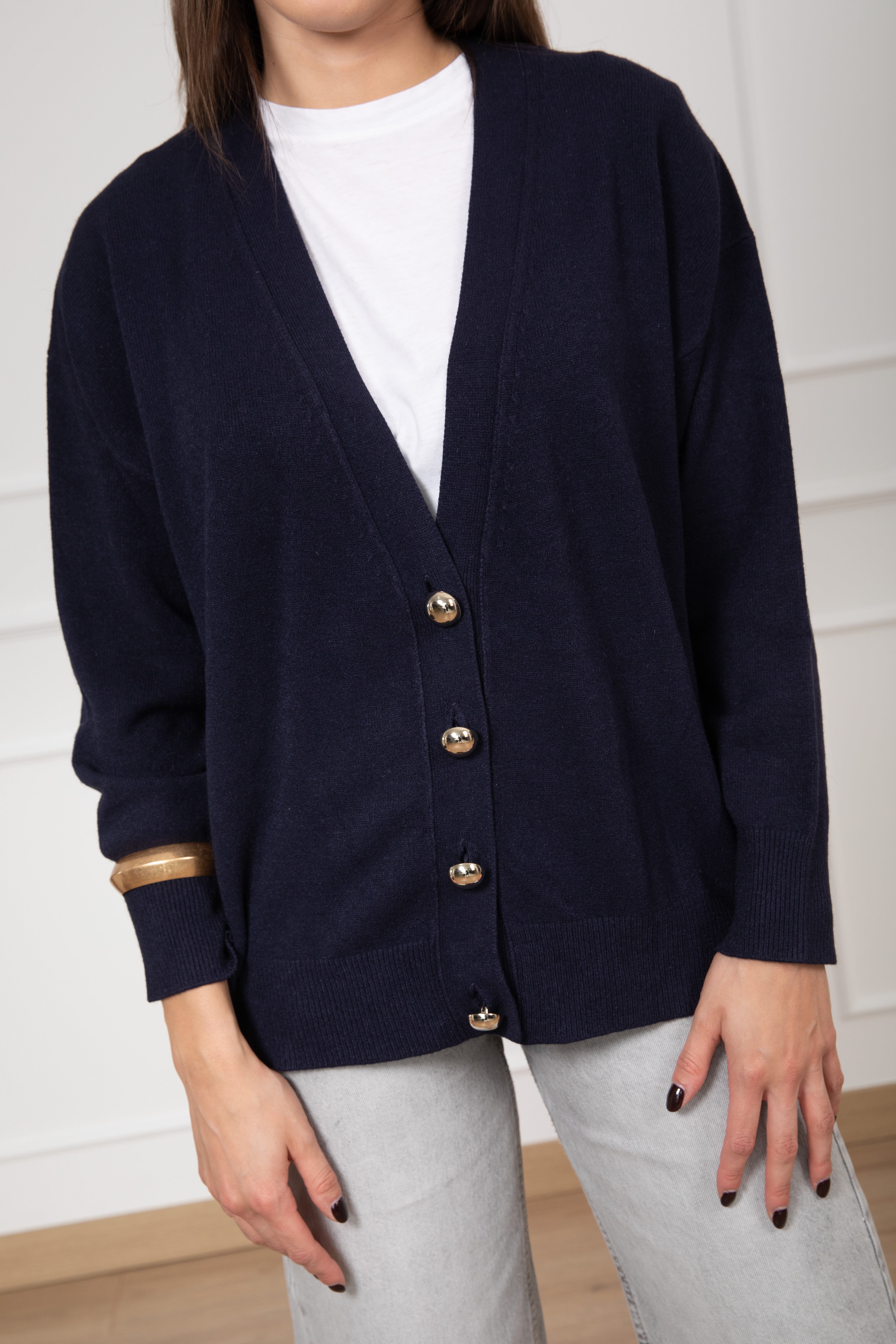 Cardigan over-size con bottoni oro ViCOLO