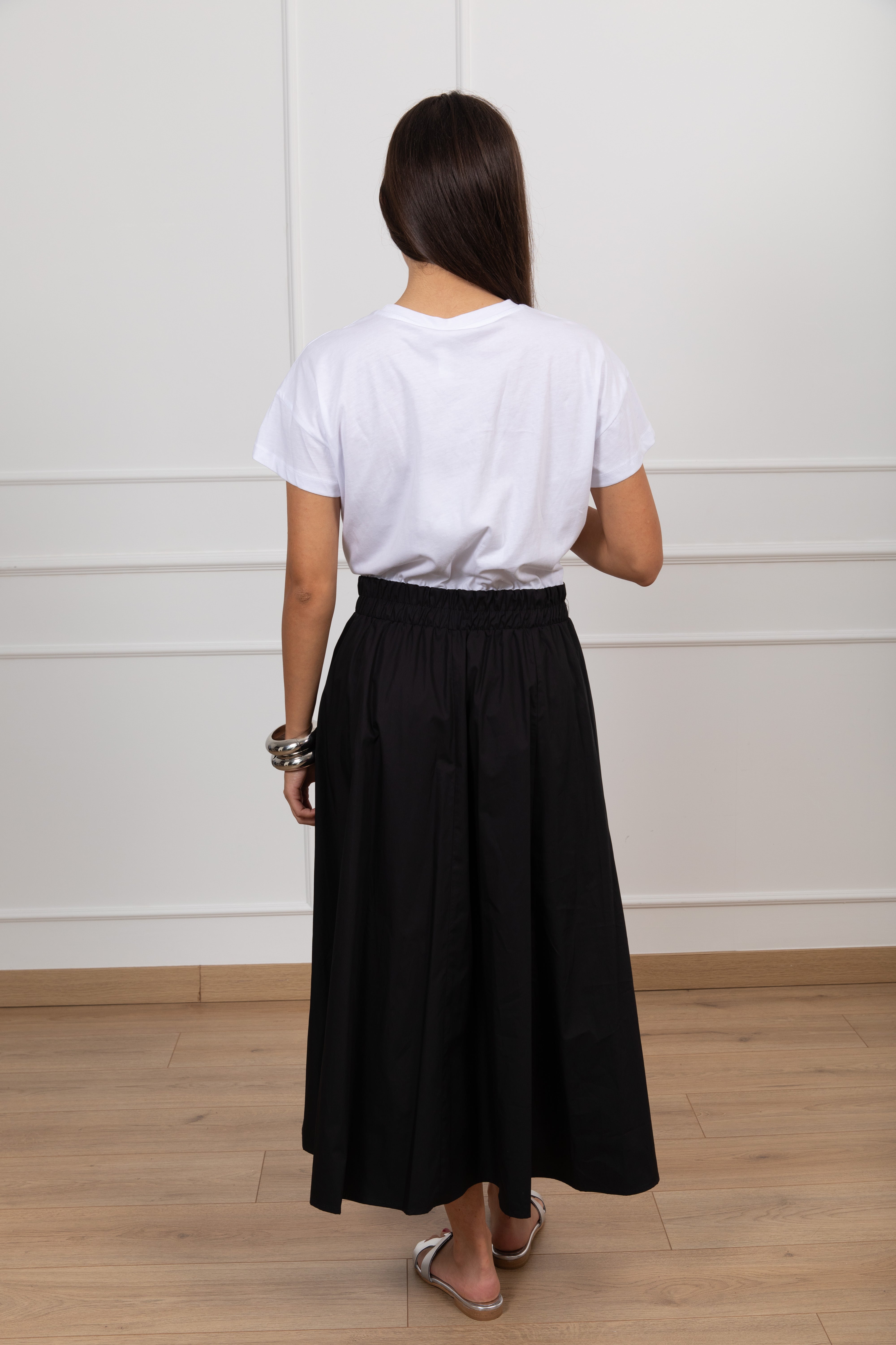 Abito t-shirt bi-materico con gonna bottoni Tensione IN