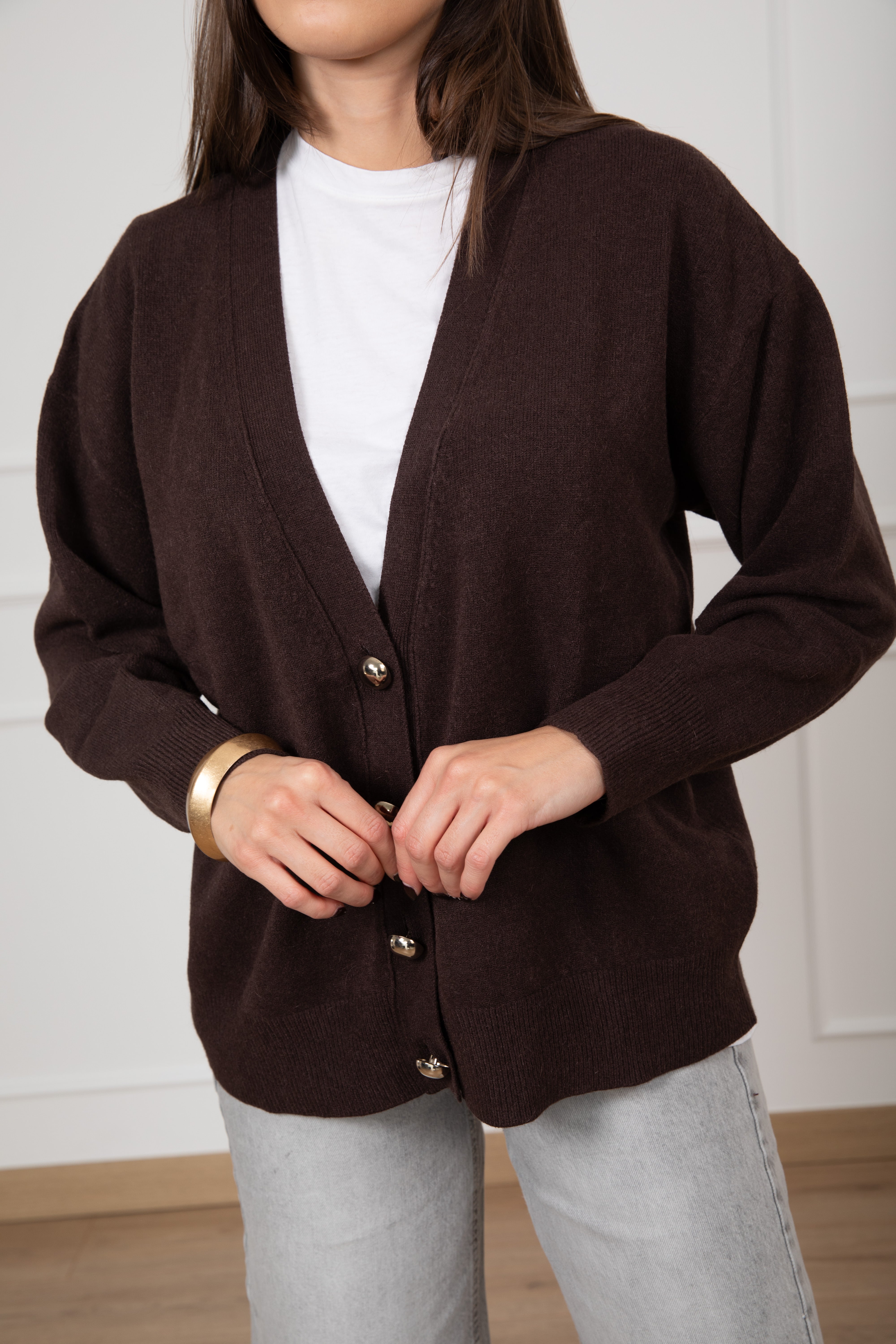 Cardigan over-size con bottoni oro ViCOLO