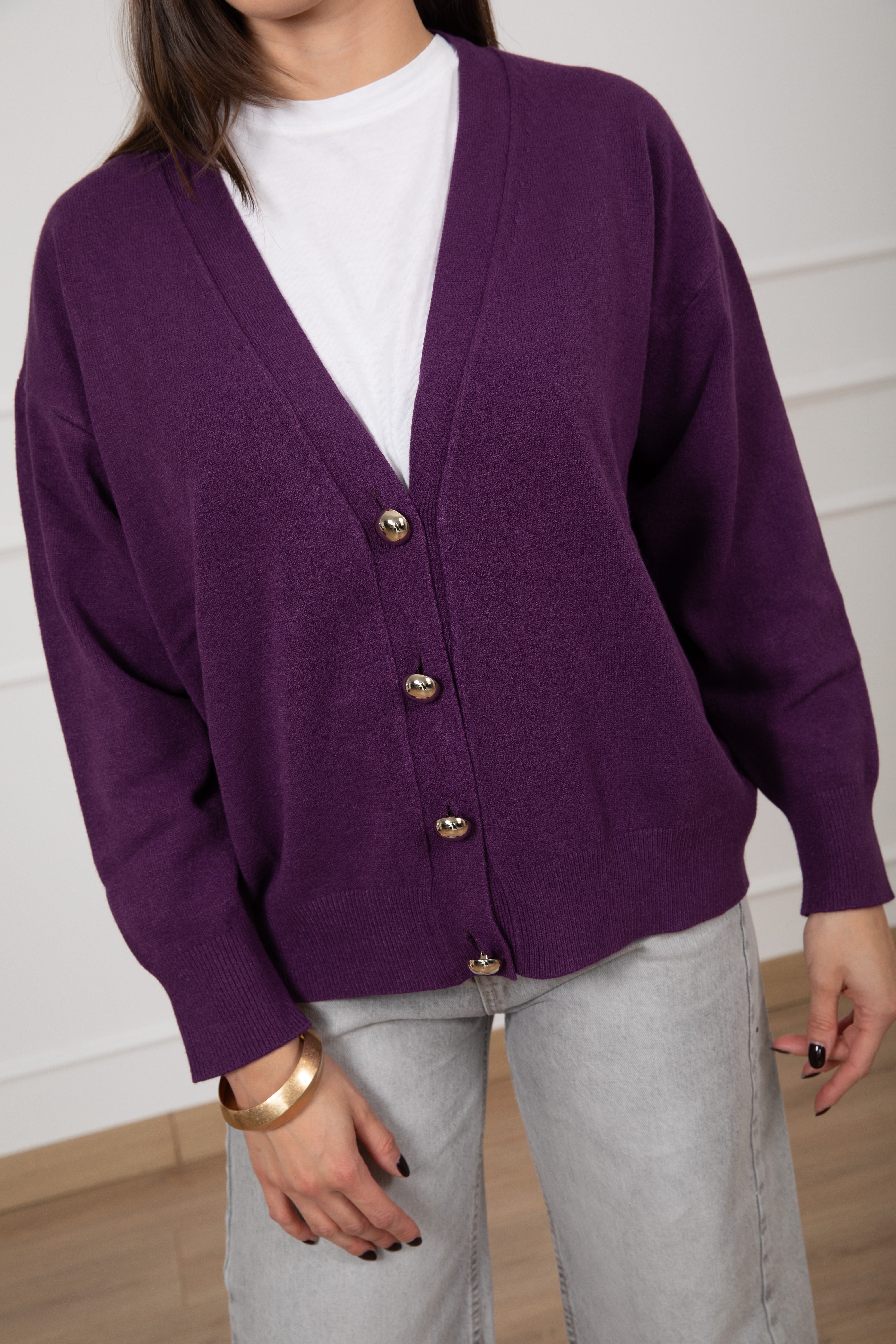 Cardigan over-size con bottoni oro ViCOLO