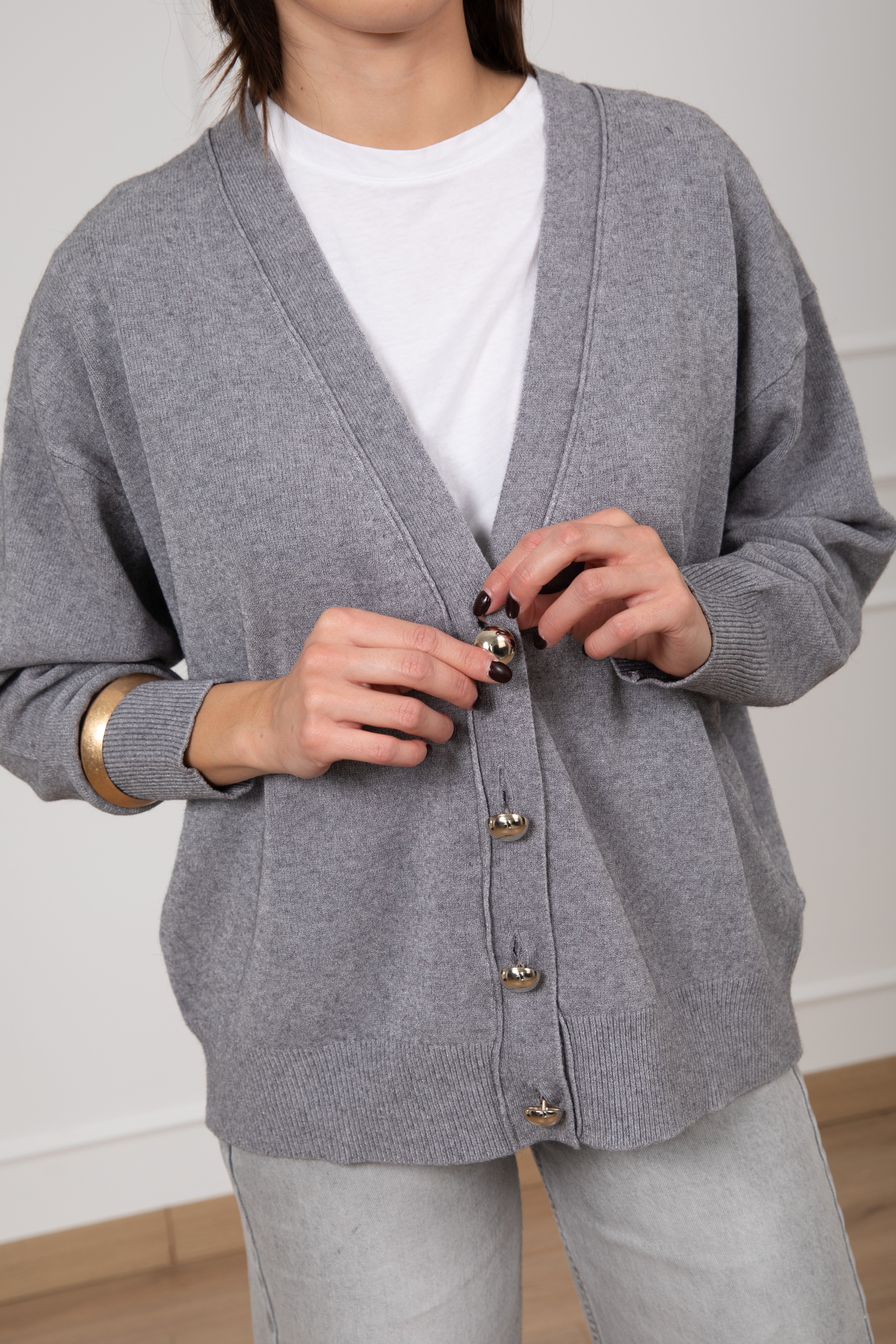 Cardigan over-size con bottoni oro ViCOLO