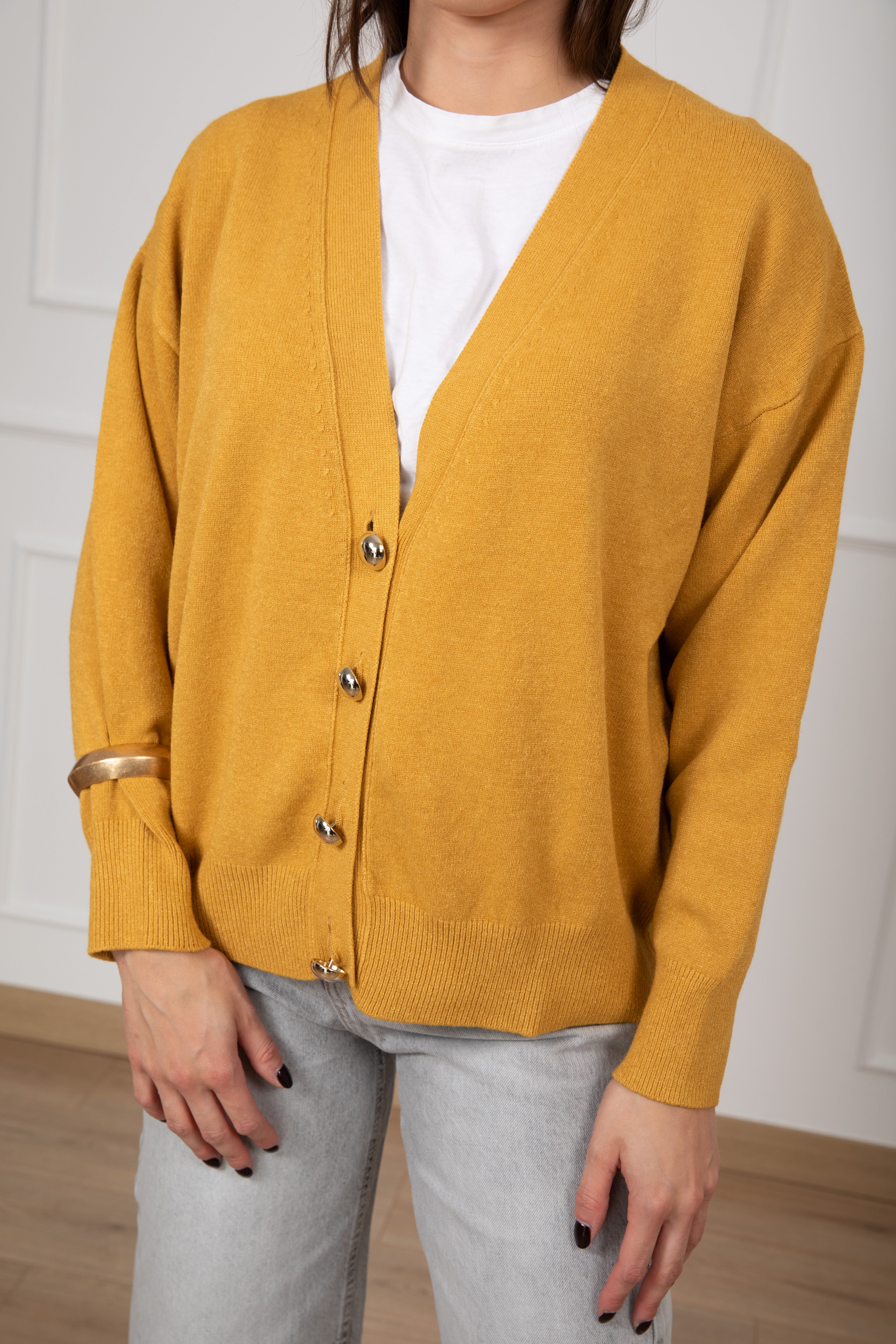 Cardigan over-size con bottoni oro ViCOLO