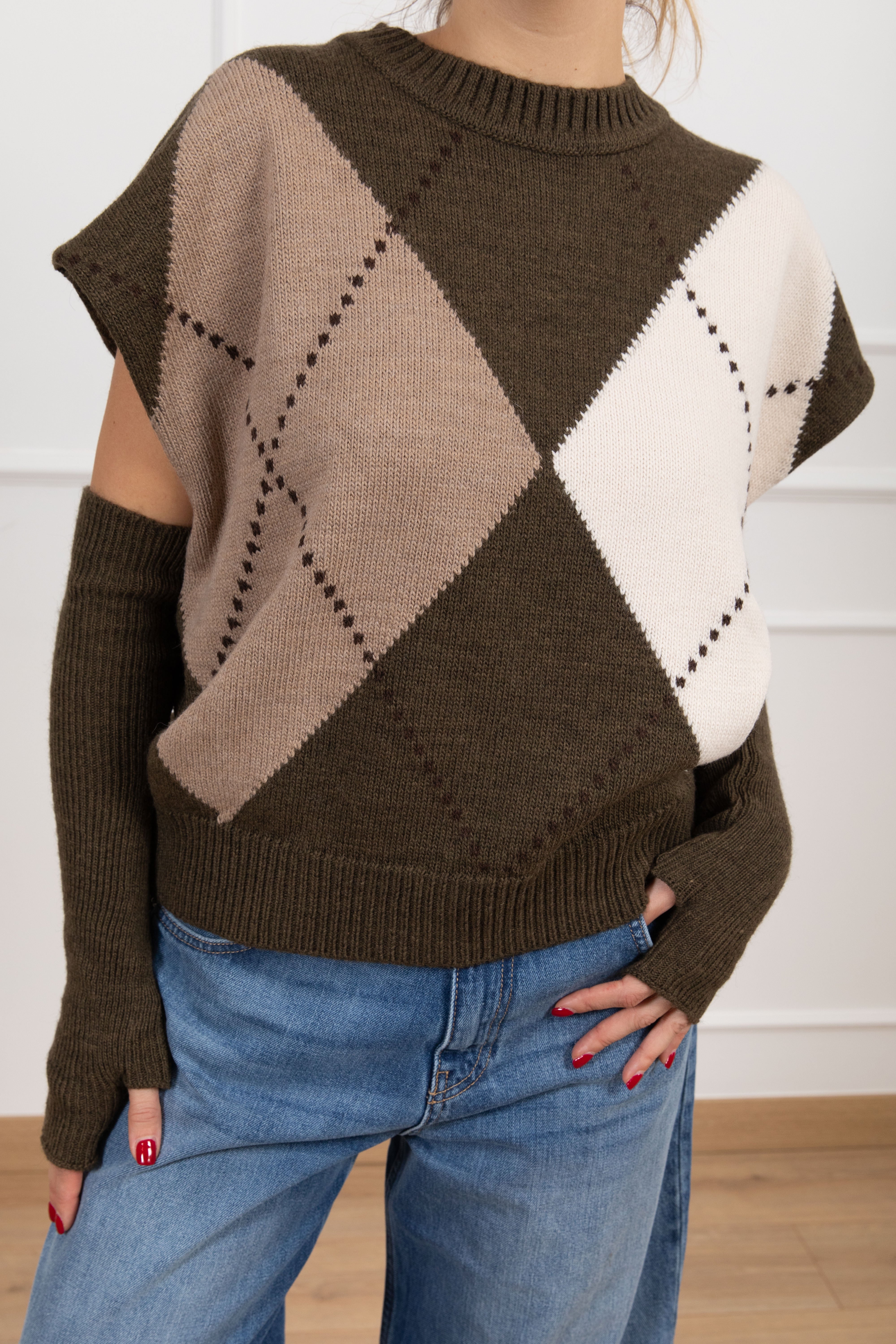 Pull maxi-rombi con manicotti Tensione IN