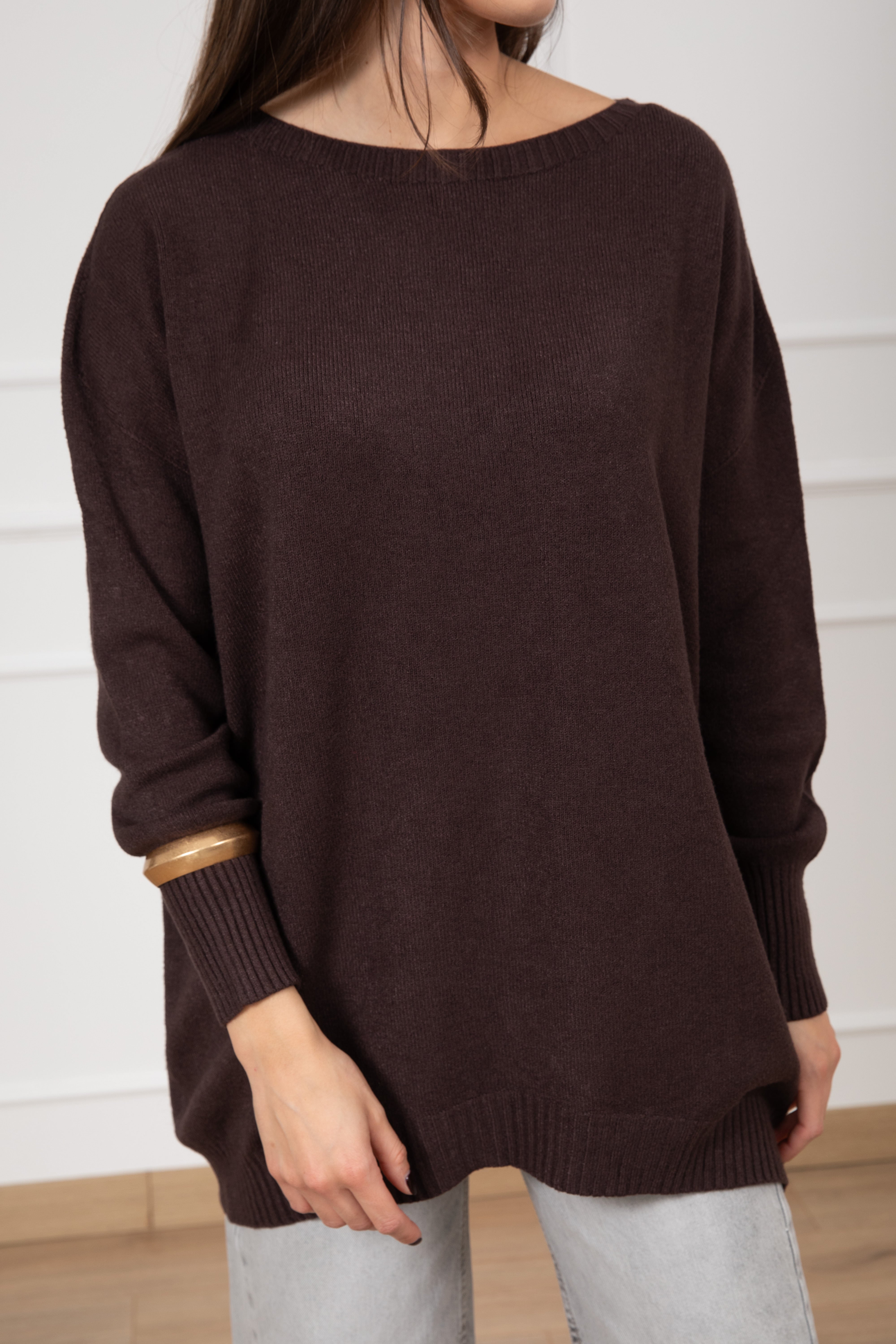 Maxi pull con scollo a barchetta Susy Mix