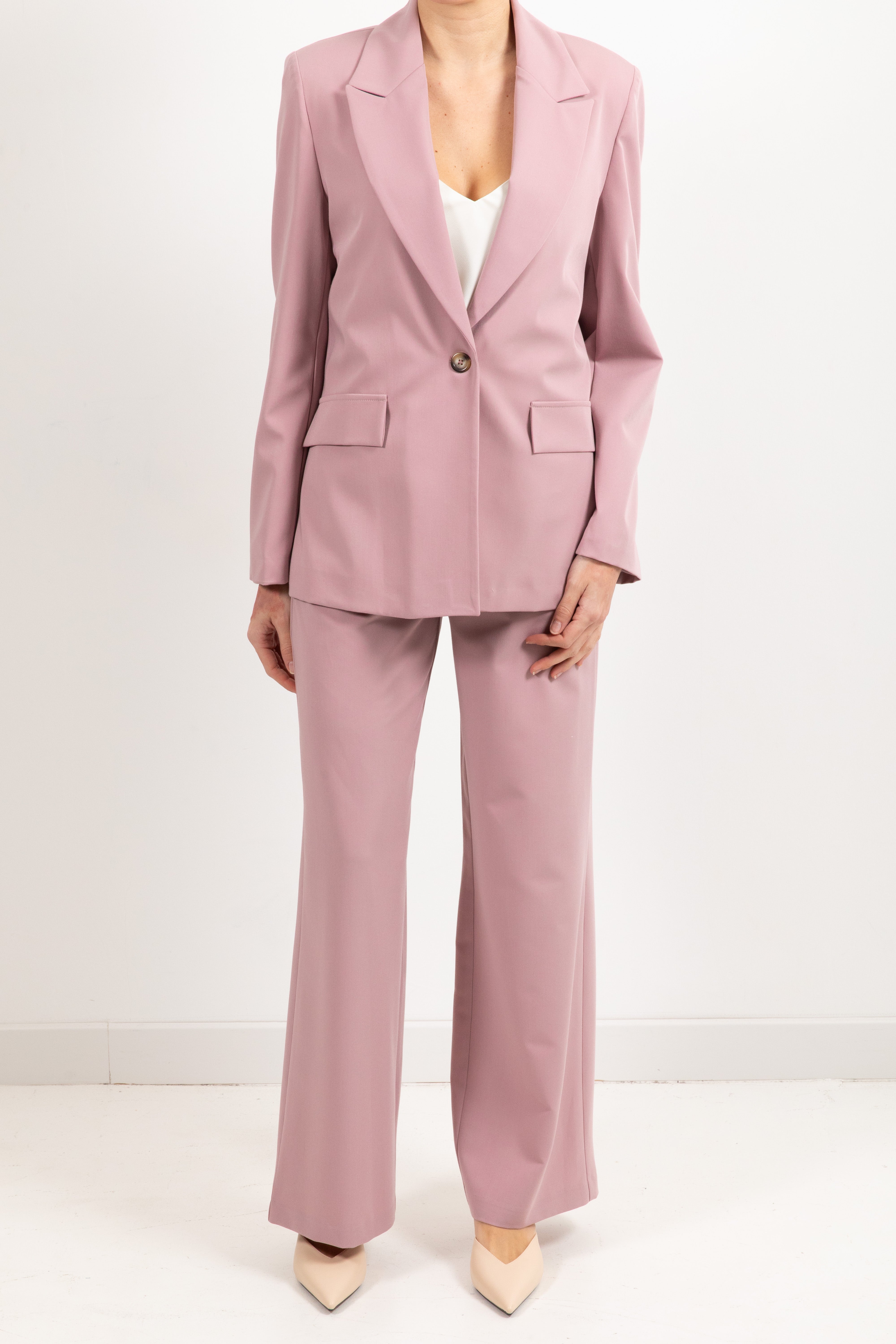 Tailleur poli-viscosa giacca mono-bottone e pantalone gamba dritta Dixie