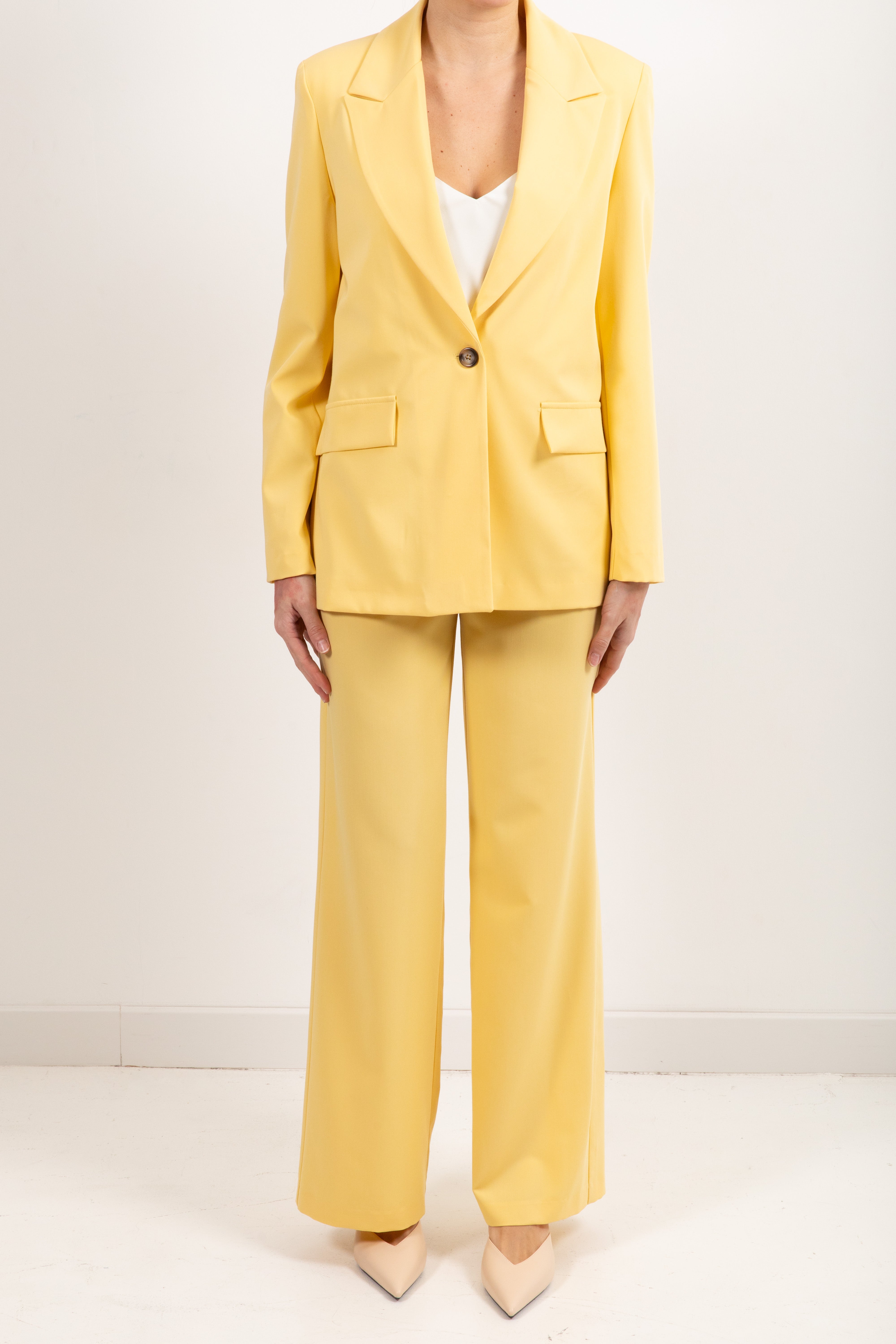 Tailleur poli-viscosa giacca mono-bottone e pantalone gamba dritta Dixie