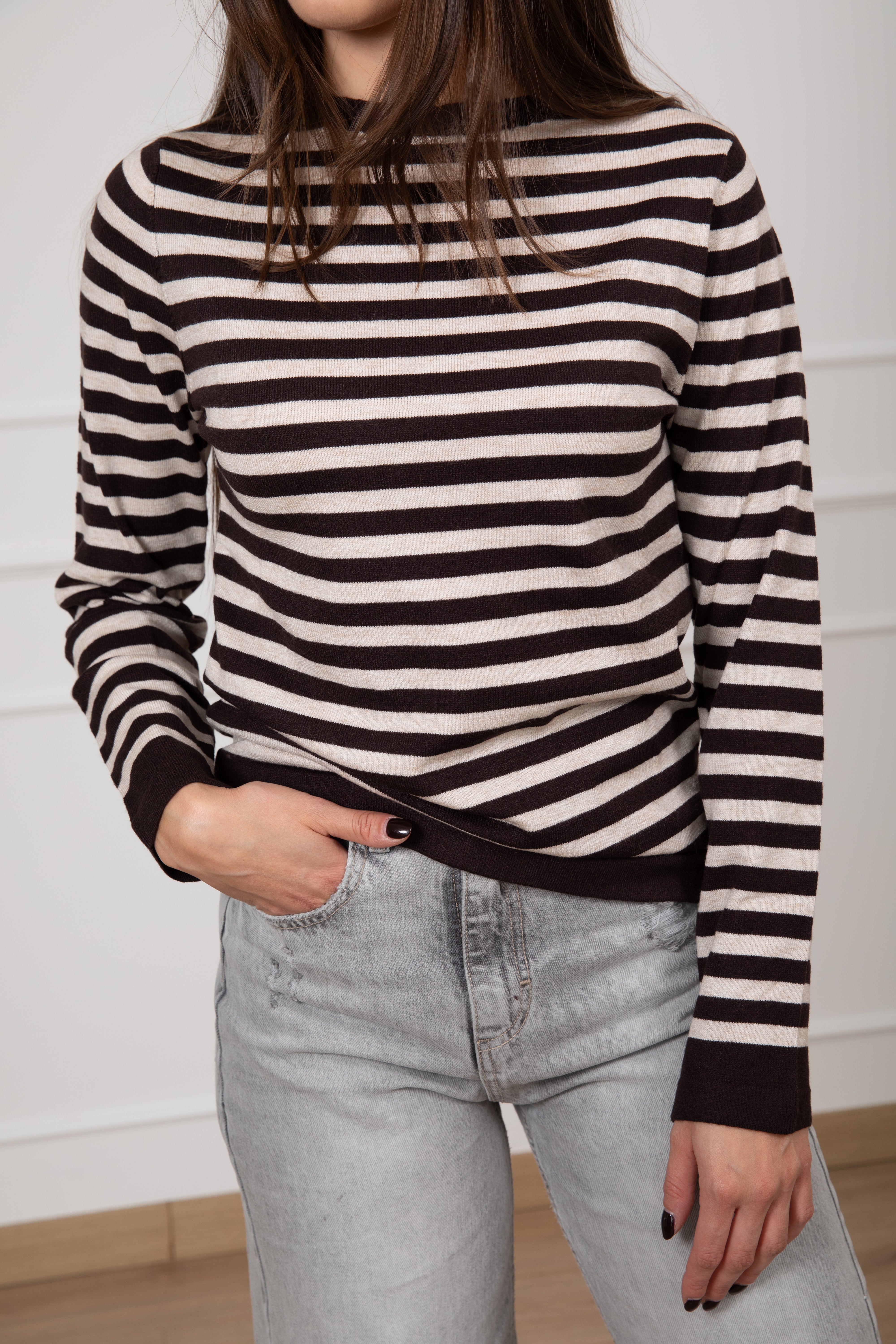 Maglia a righe con scollo a barchetta Tensione IN