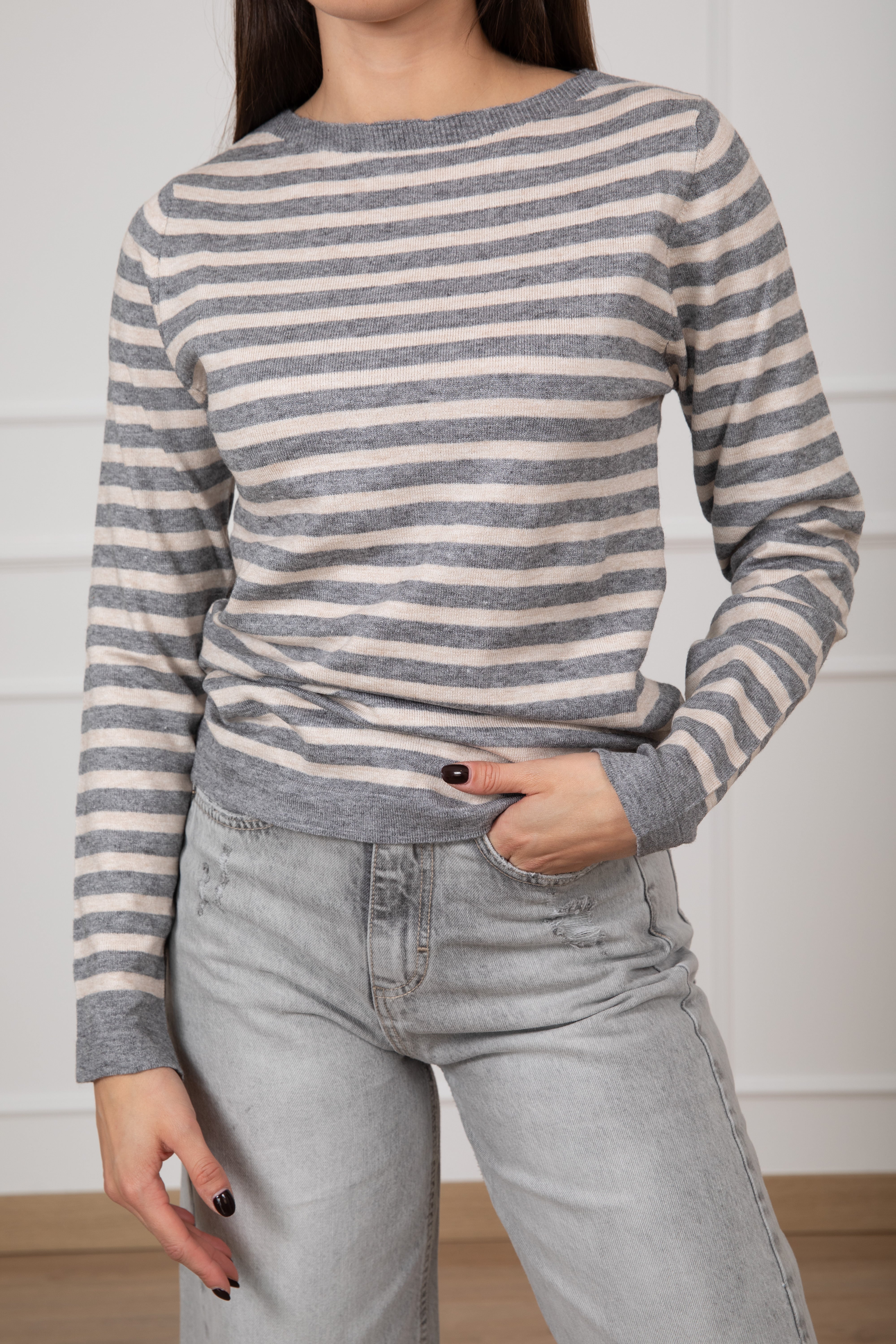 Maglia a righe con scollo a barchetta Tensione IN