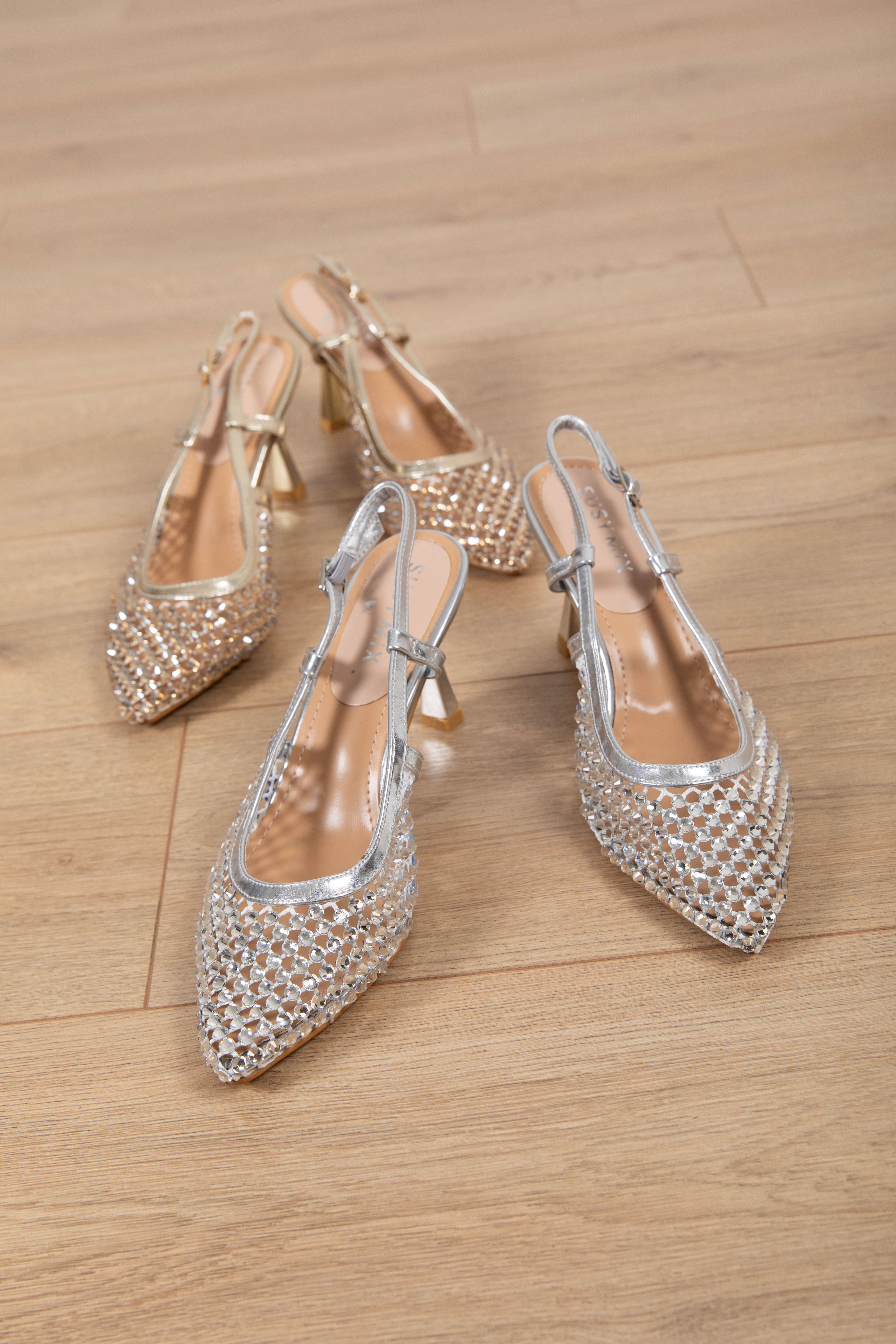 Sling back a rete con strass Susy Mix
