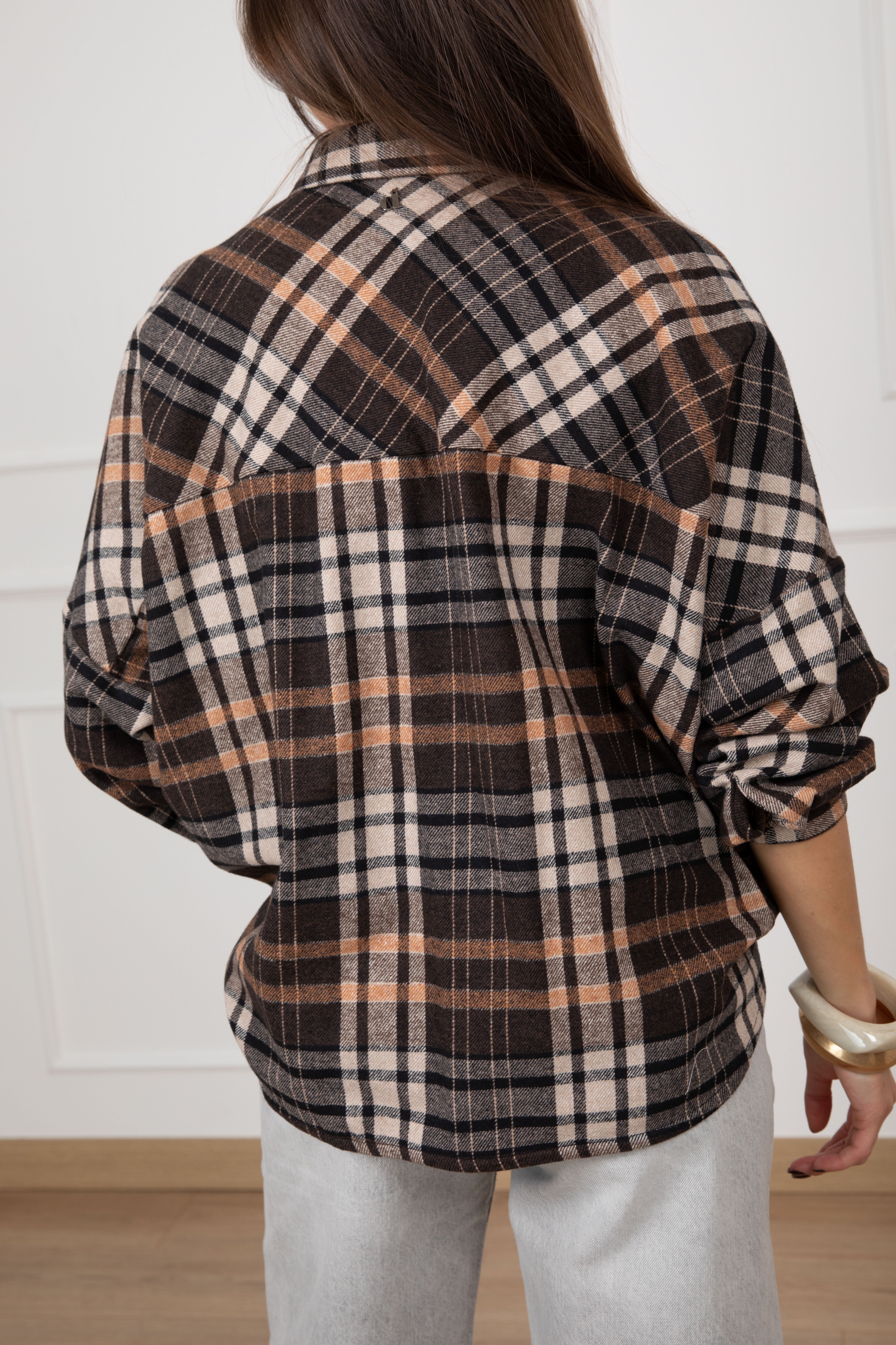Camicia check in flanella con nodo Dixie