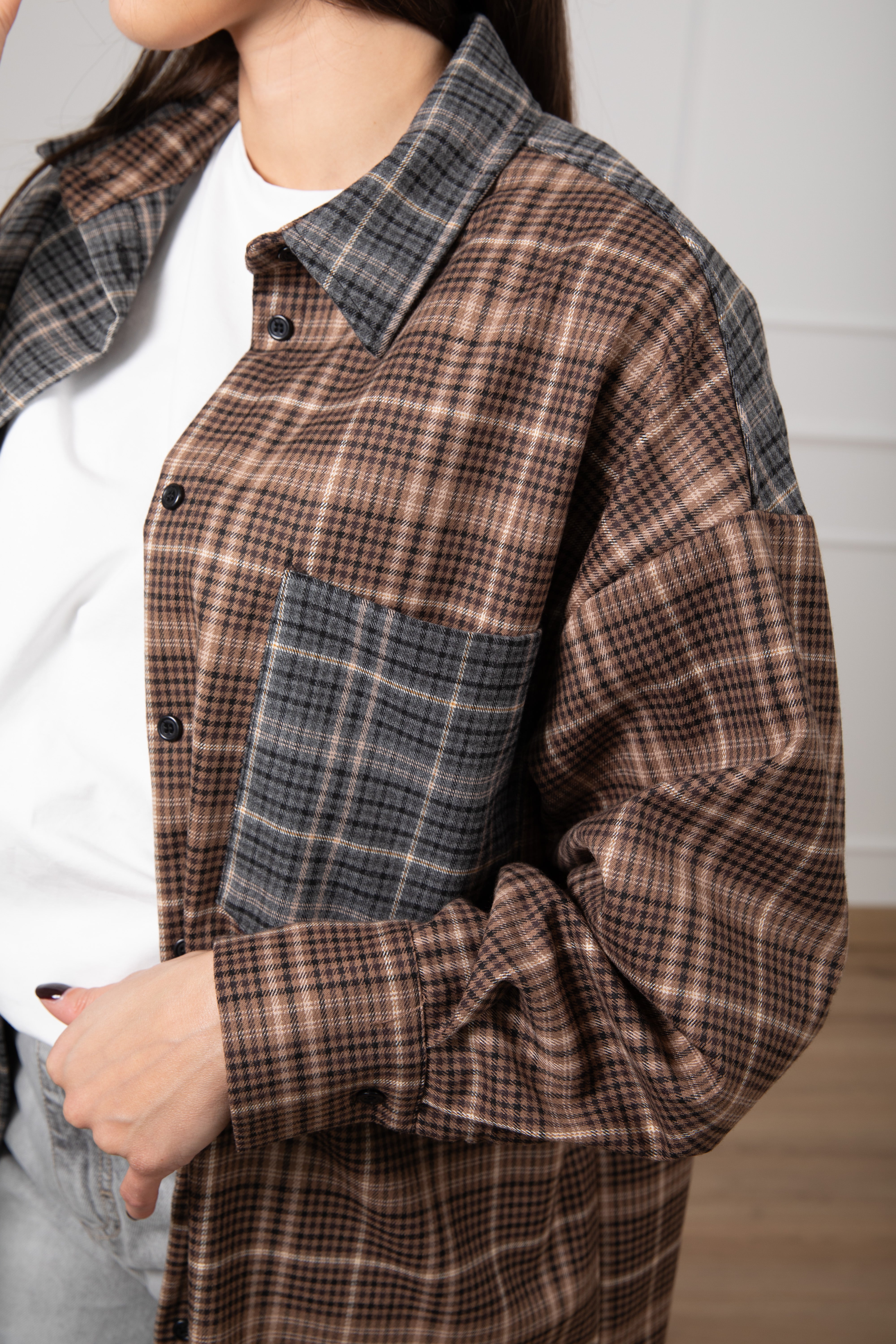 Camicia pied de poule bi-color Dixie