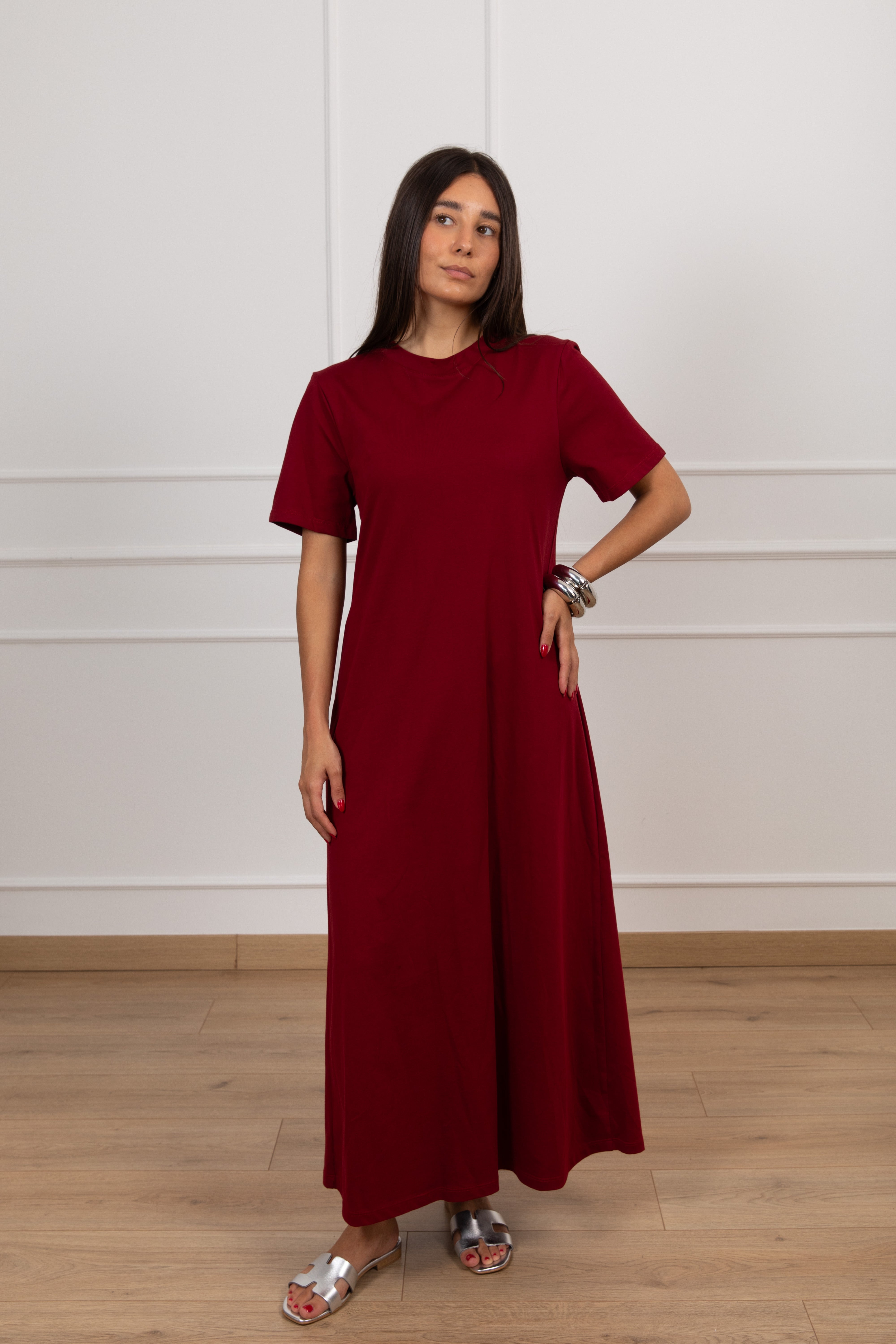 Abito t-shirt lungo in cotone Tensione IN