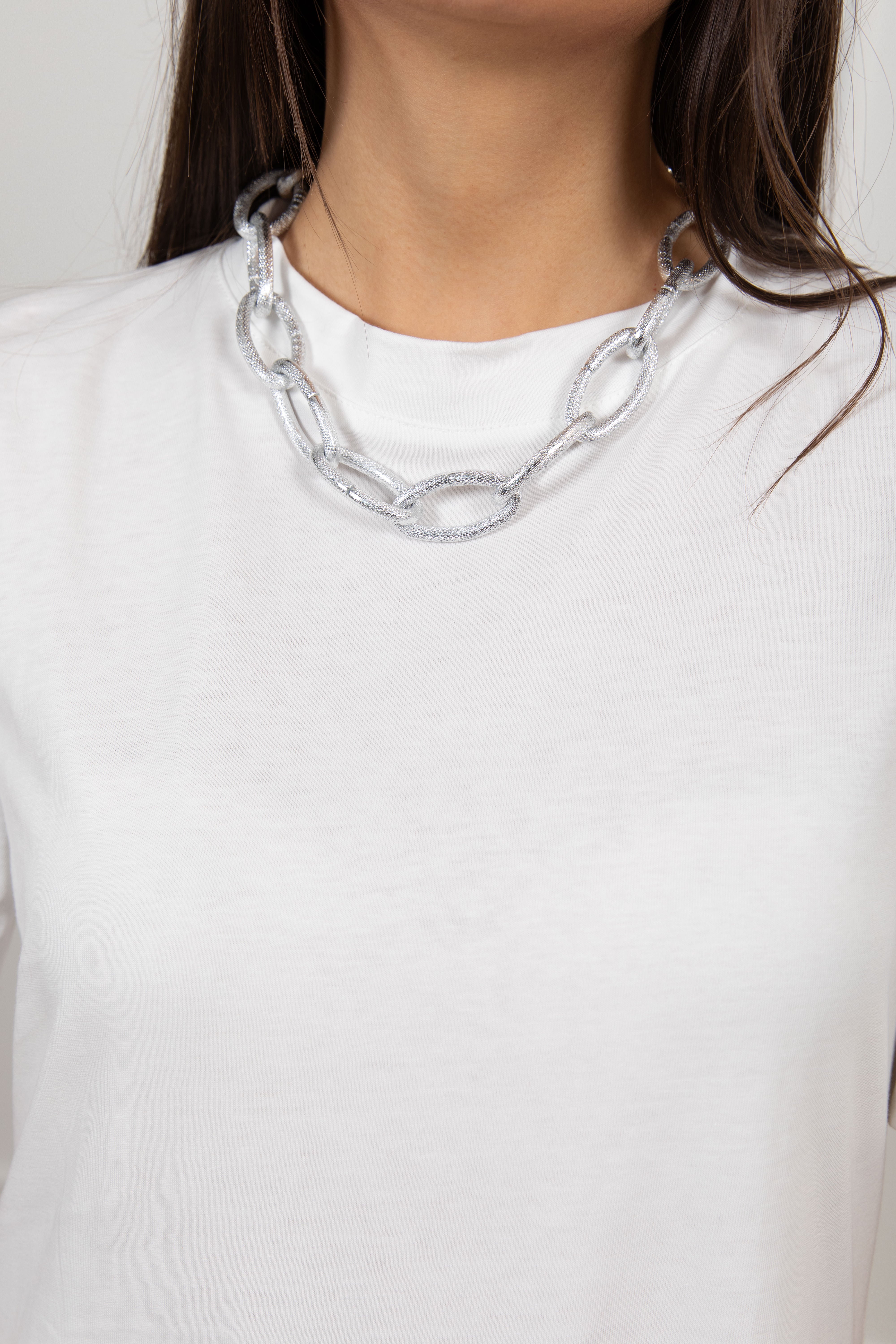 Collana catena ovale martellata