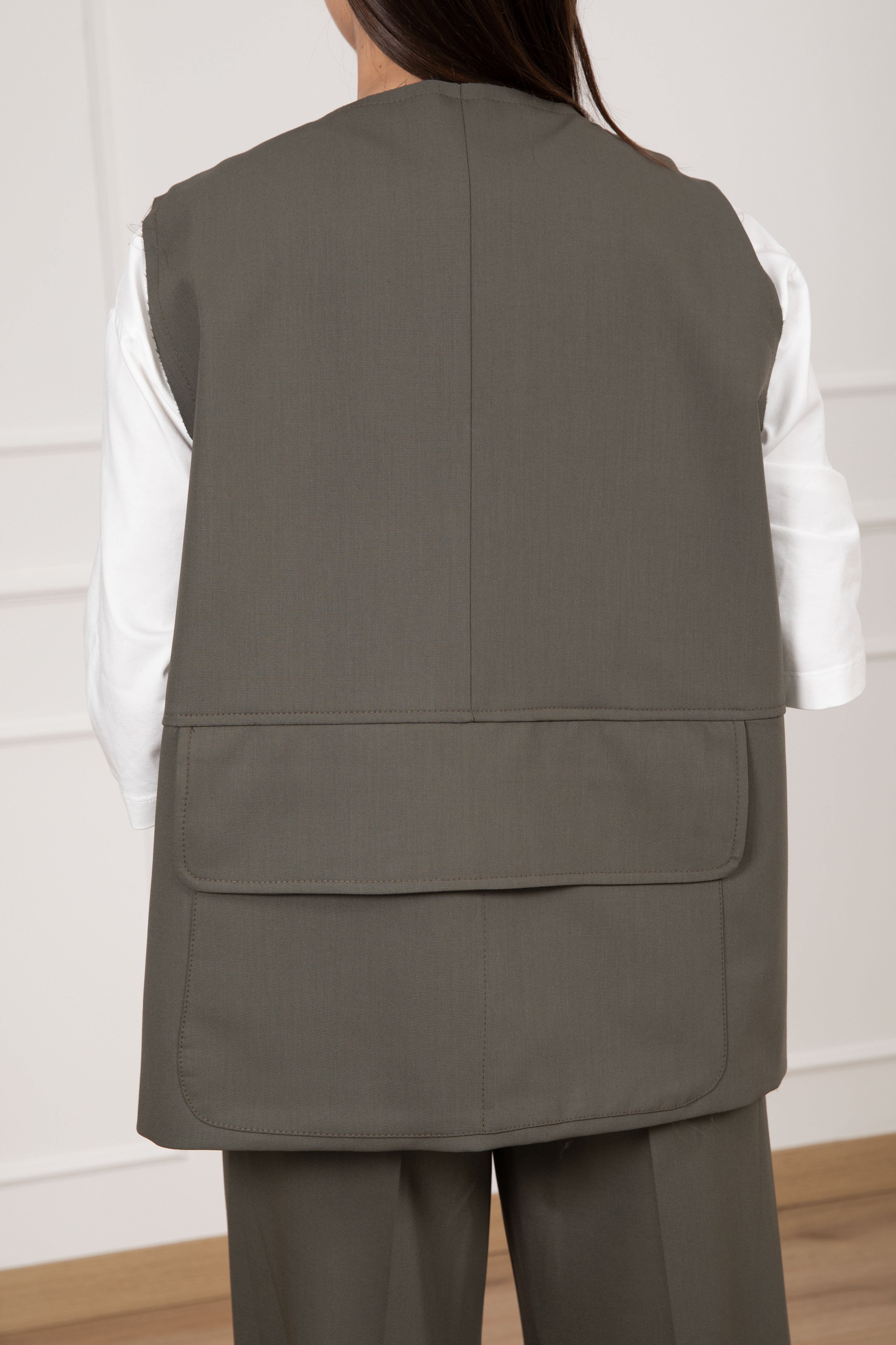 Maxi-gilet in viscosa con tasche ViCOLO