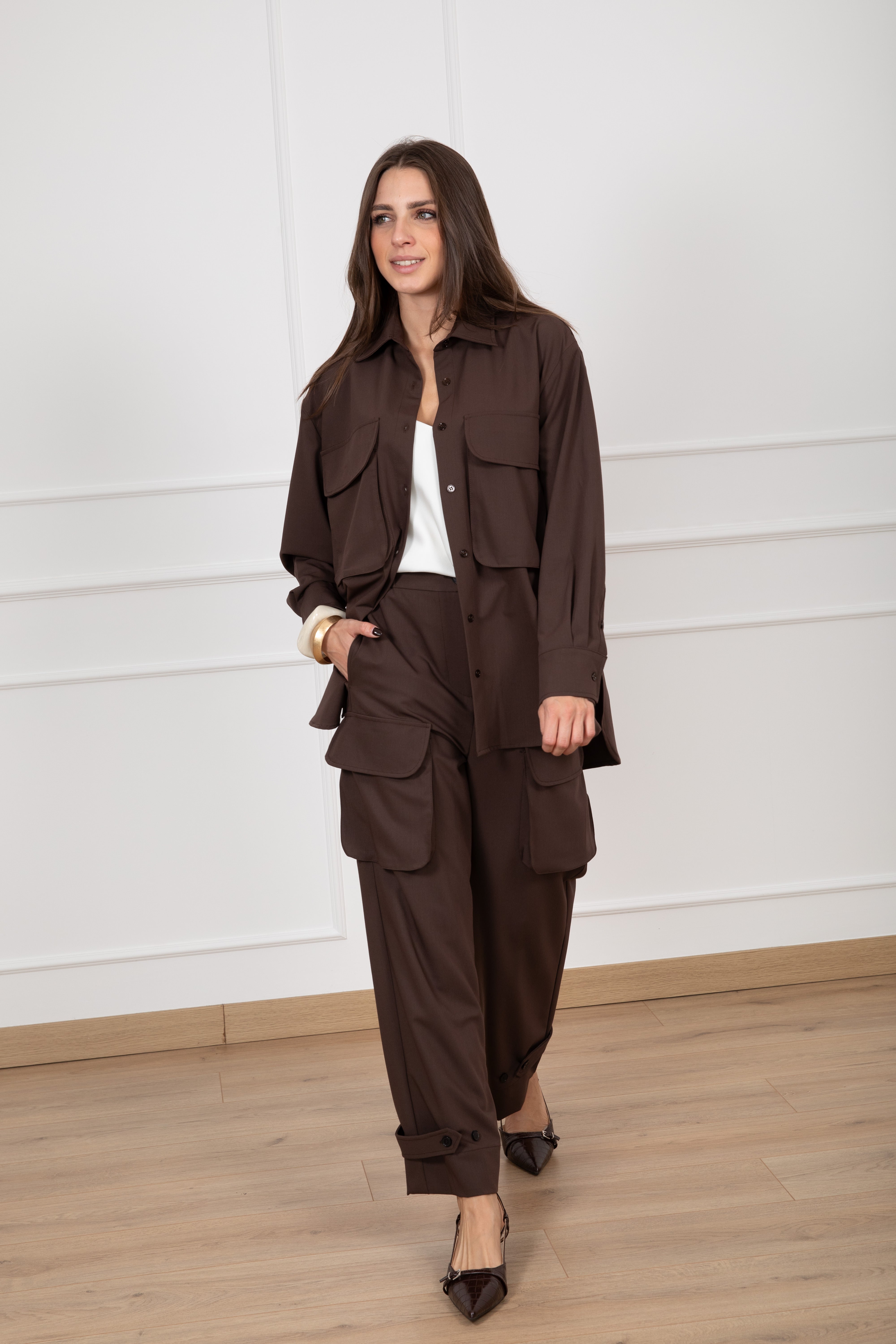 Camicia over-size in viscosa con tasche ViCOLO
