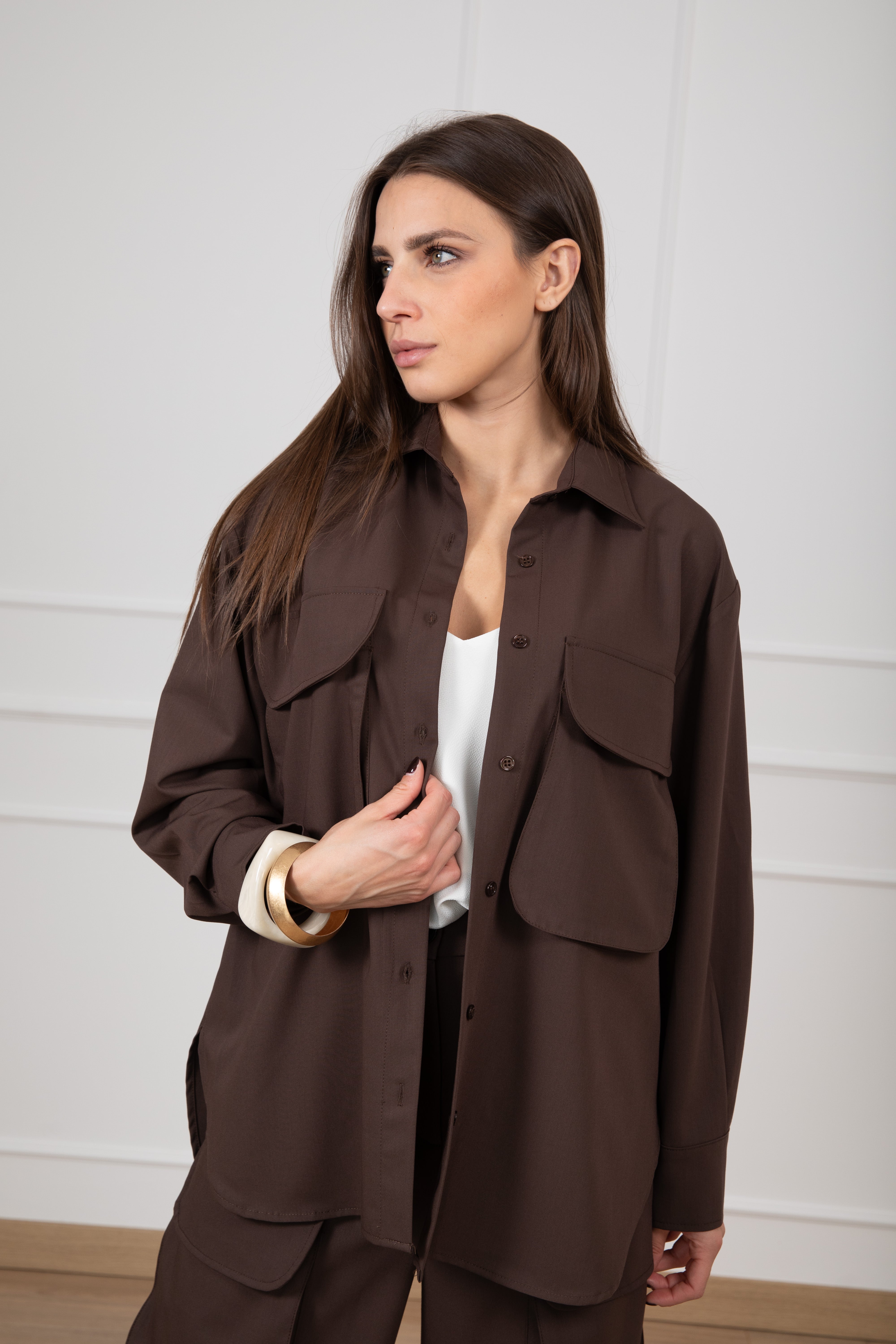 Camicia over-size in viscosa con tasche ViCOLO