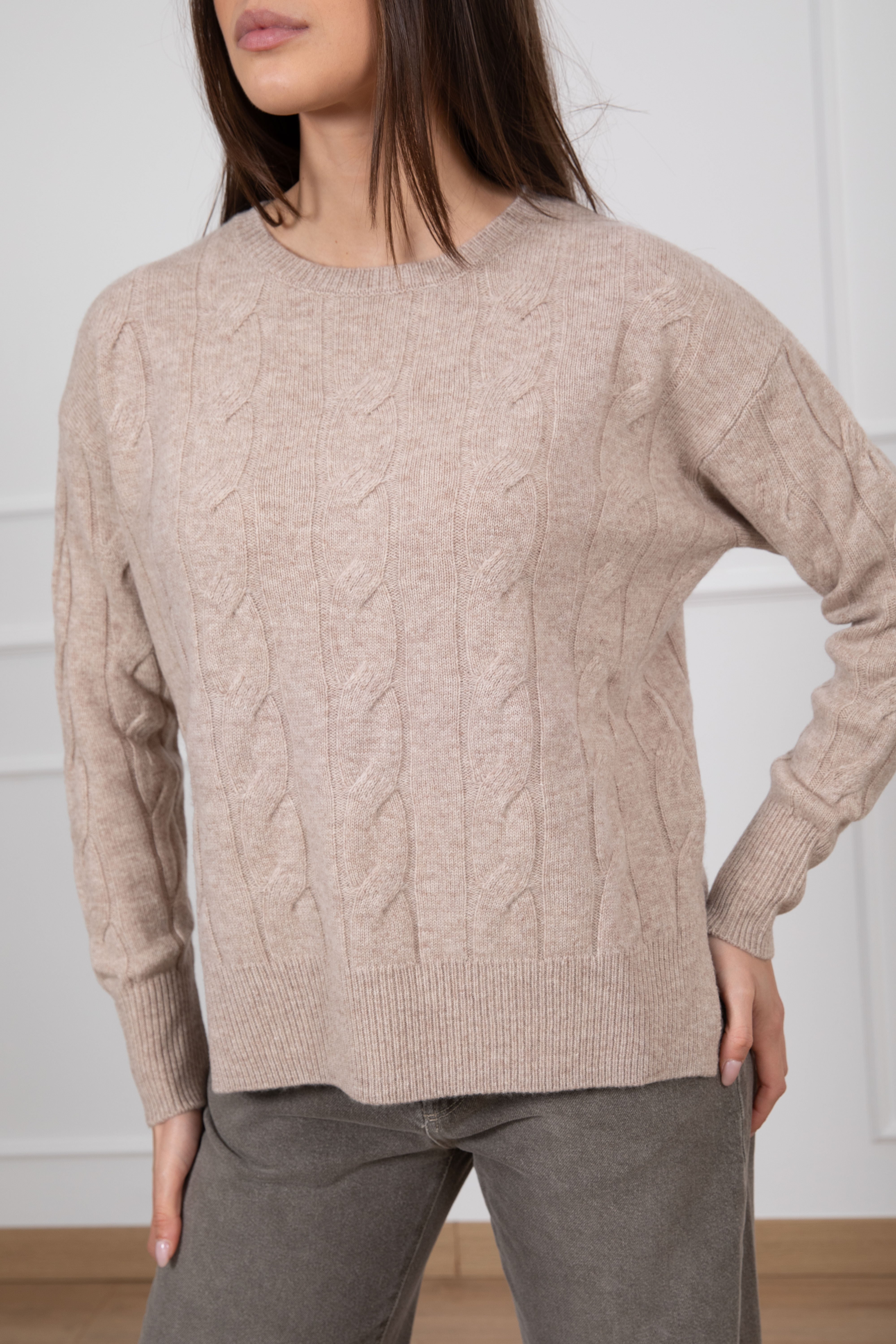 Pull trecce piatte 100% lana Tensione IN