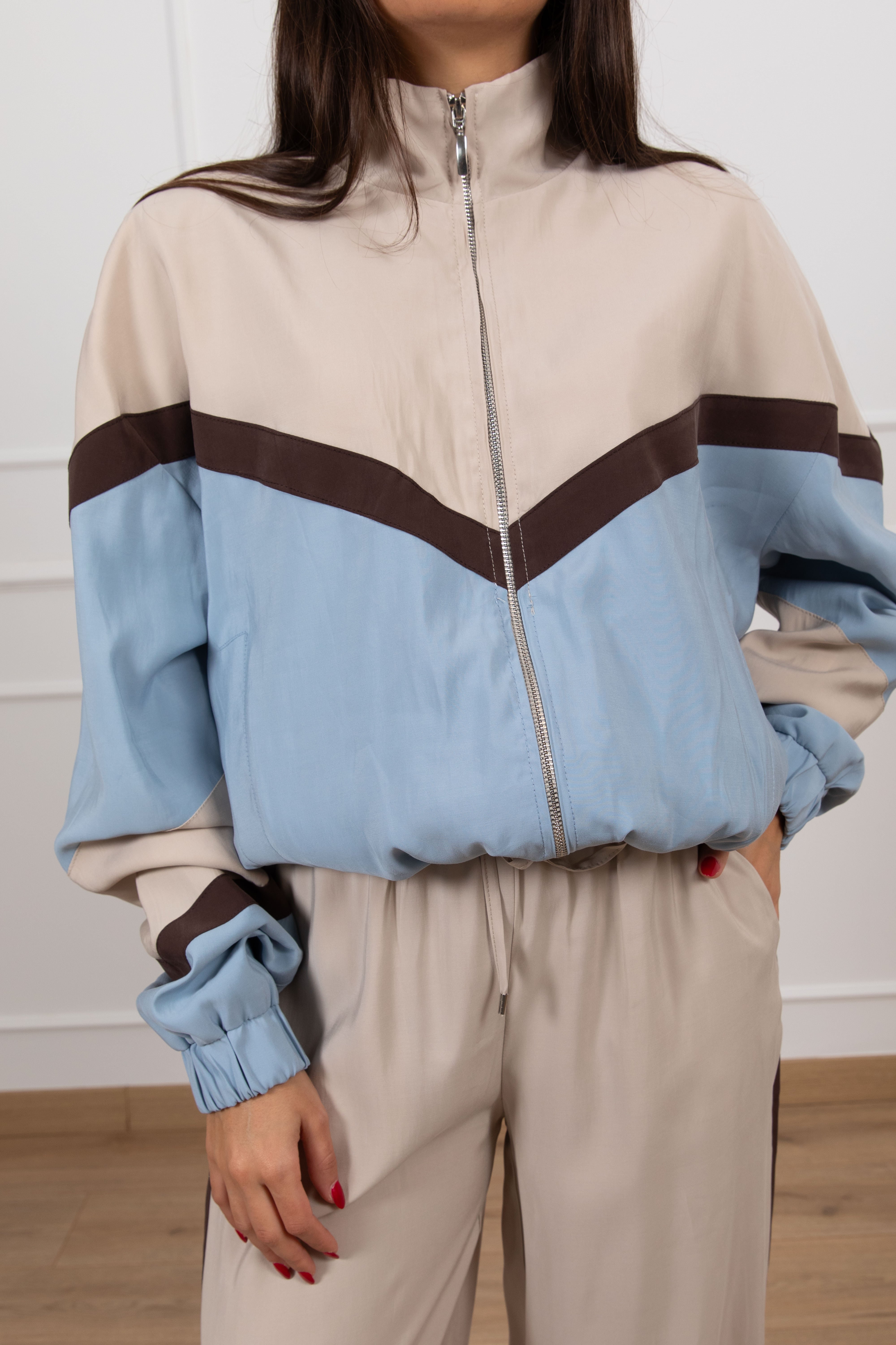 Bomber tricolor in cupro Tensione IN