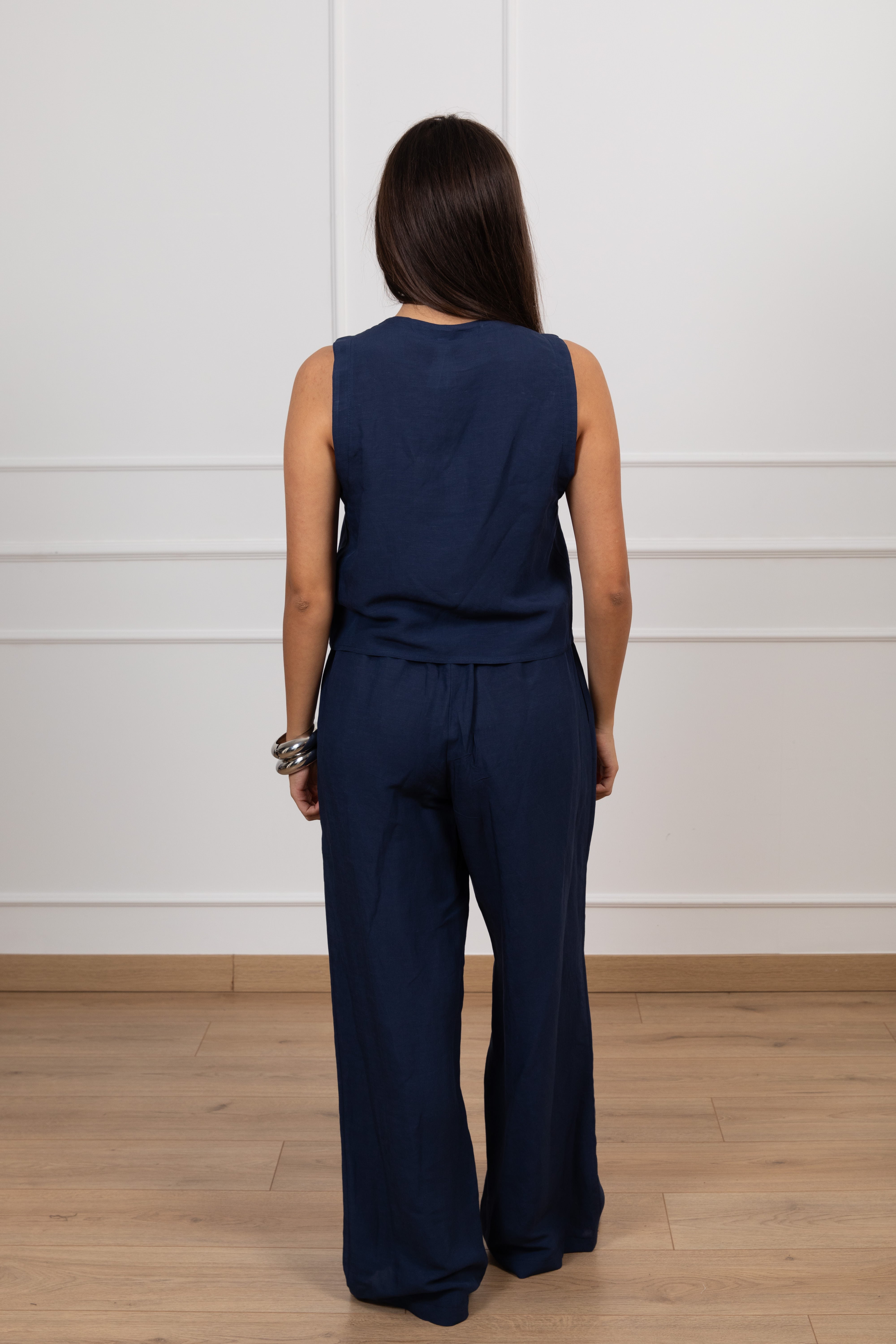 Coordinato gilet e pantalone in lino e viscosa Tensione IN