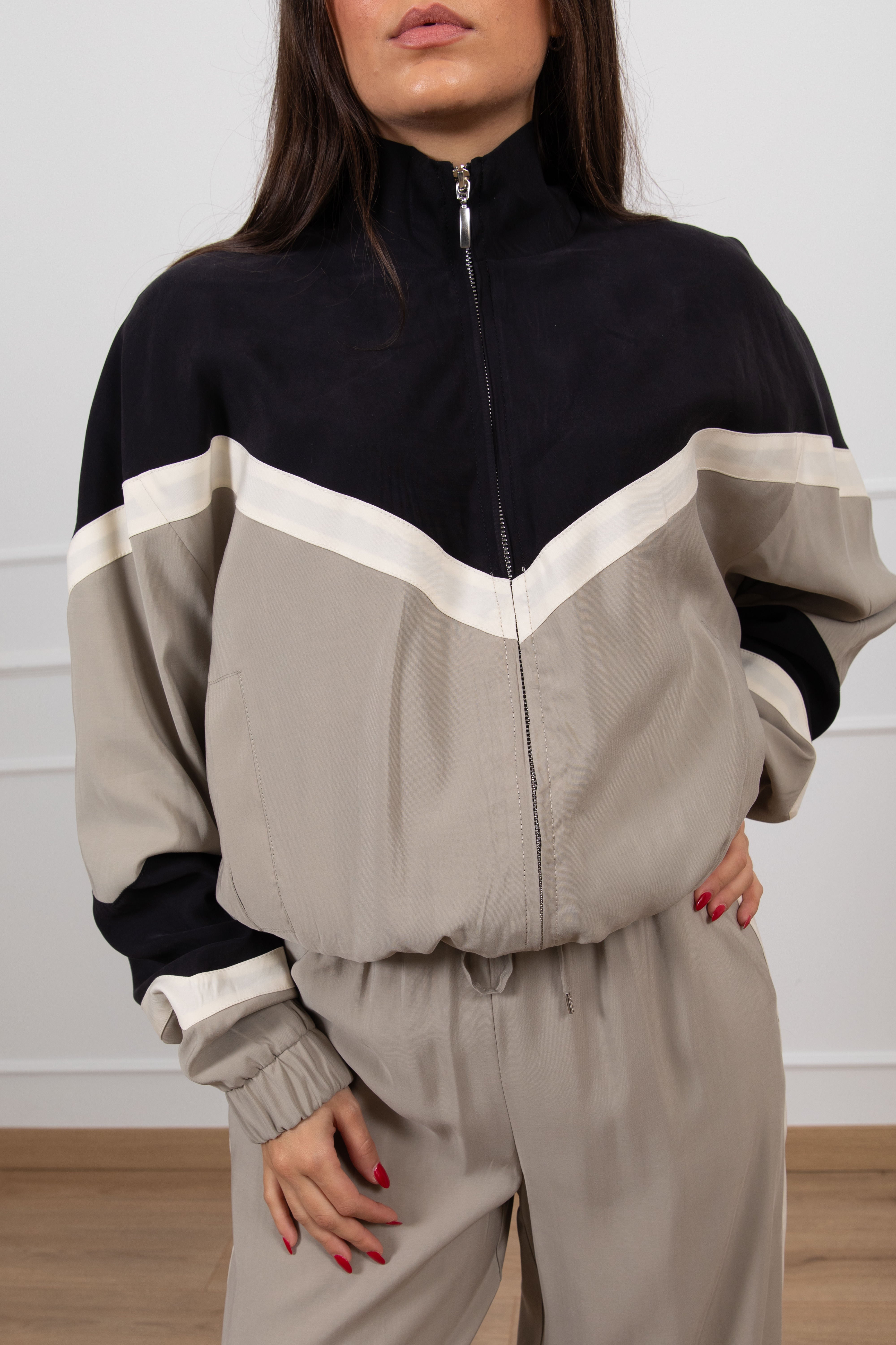 Bomber tricolor in cupro Tensione IN