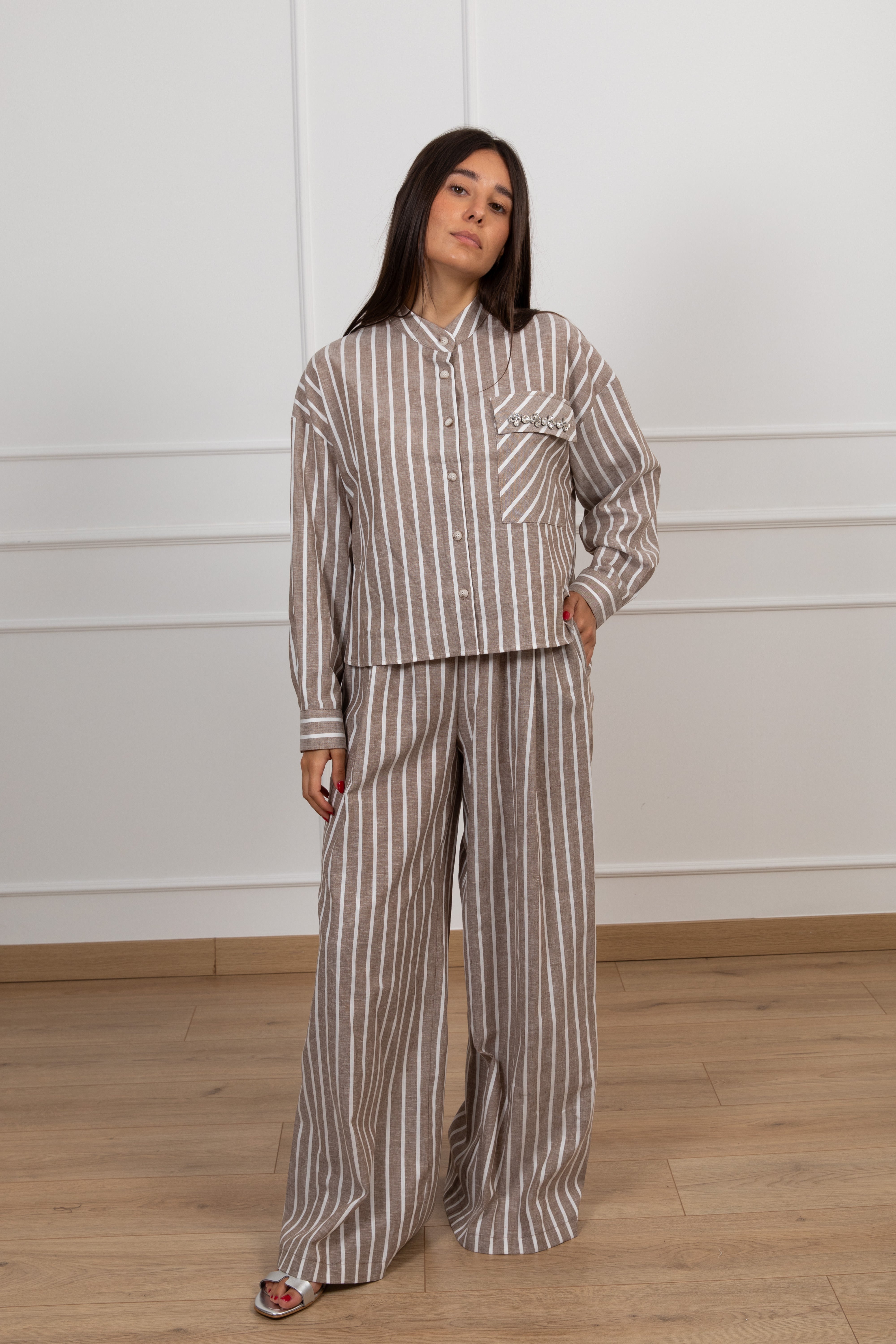 Pantalone bacchettato con gamba larga Motel