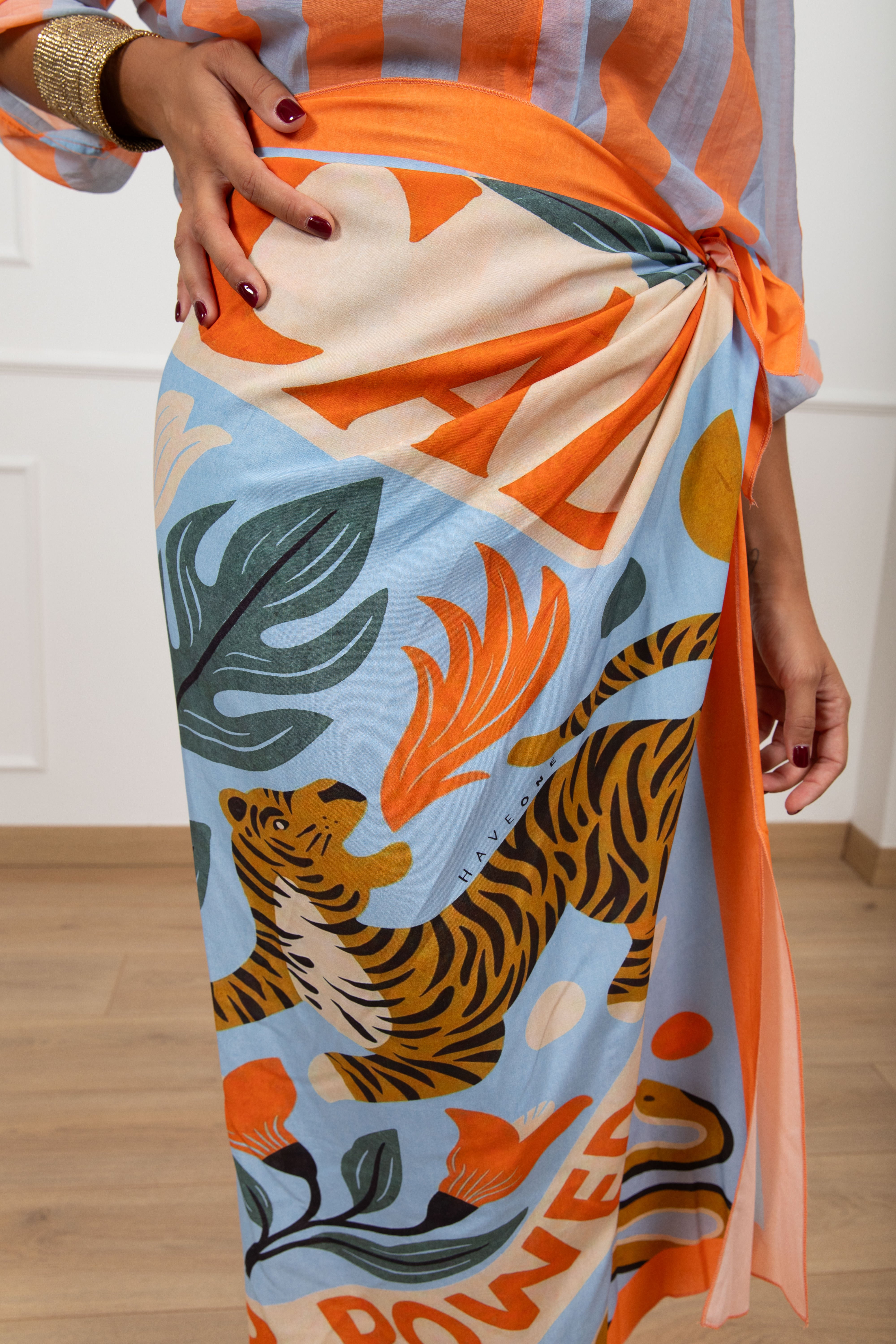 Gonna lunga pareo fantasia tigre celeste Haveone