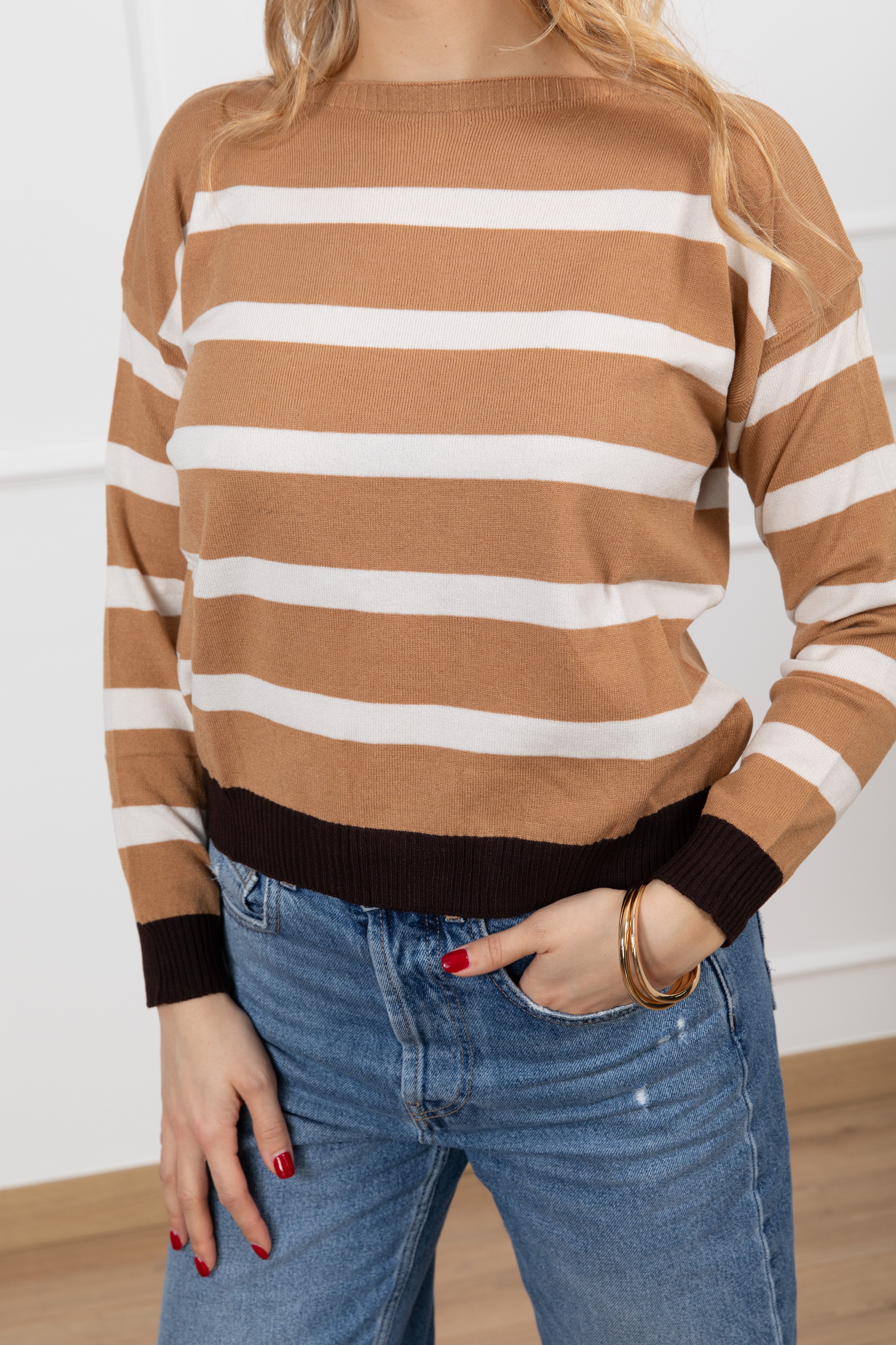 Maglia a righe con bordo a contrasto Susy Mix