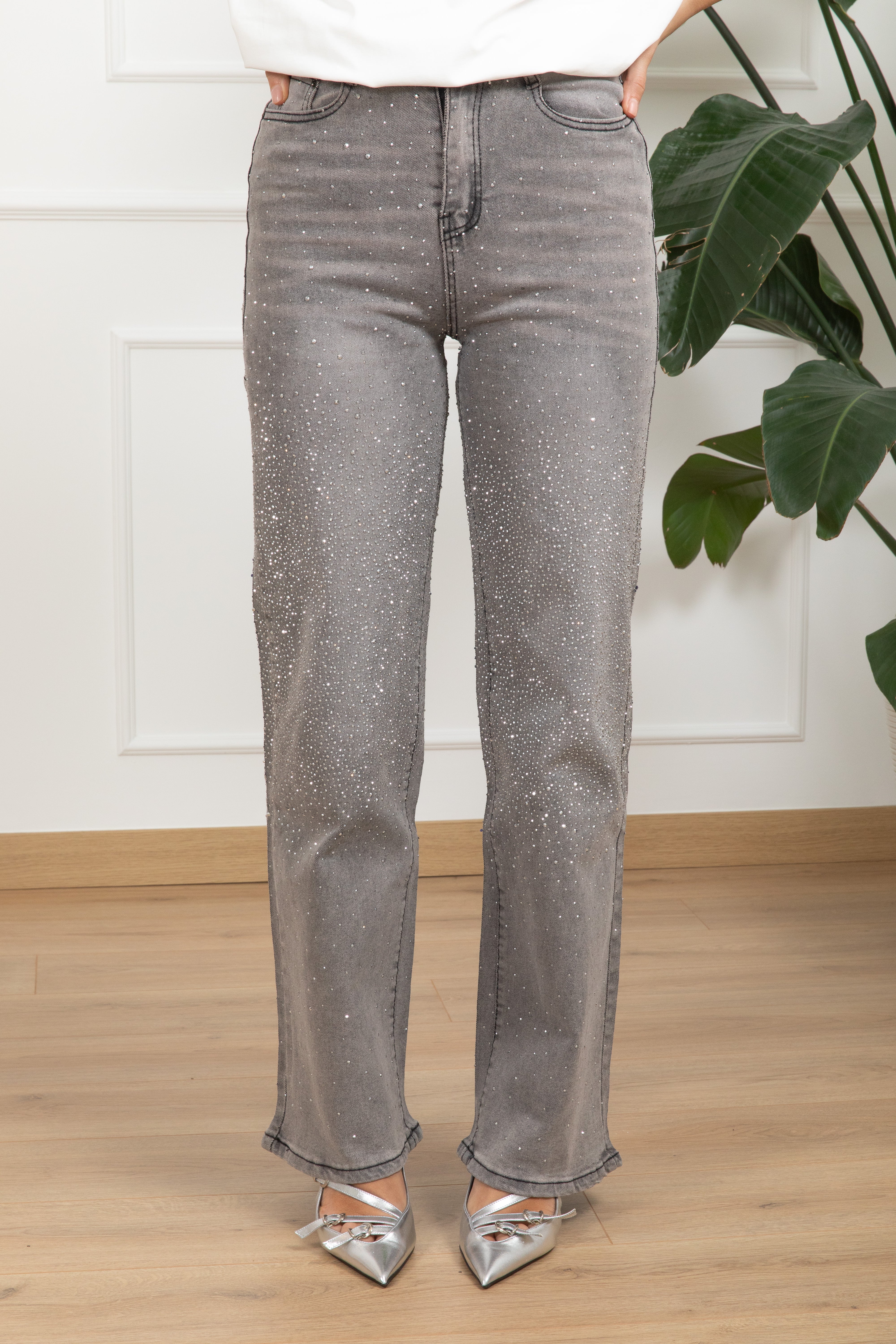 Jeans a palazzo con strass Susy Mix