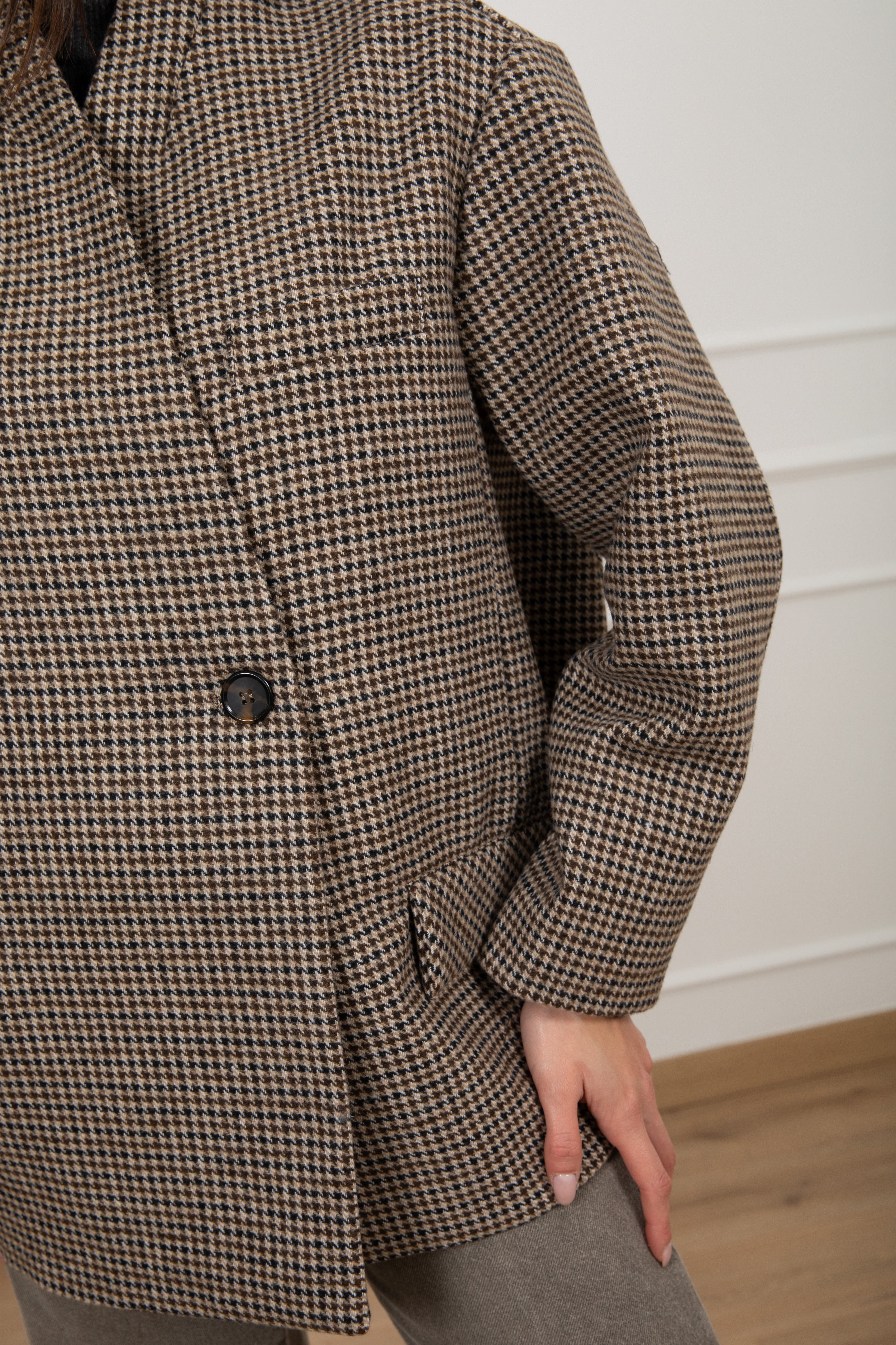 Cappotto-bomber pied de poule con collo sciallato Dixie
