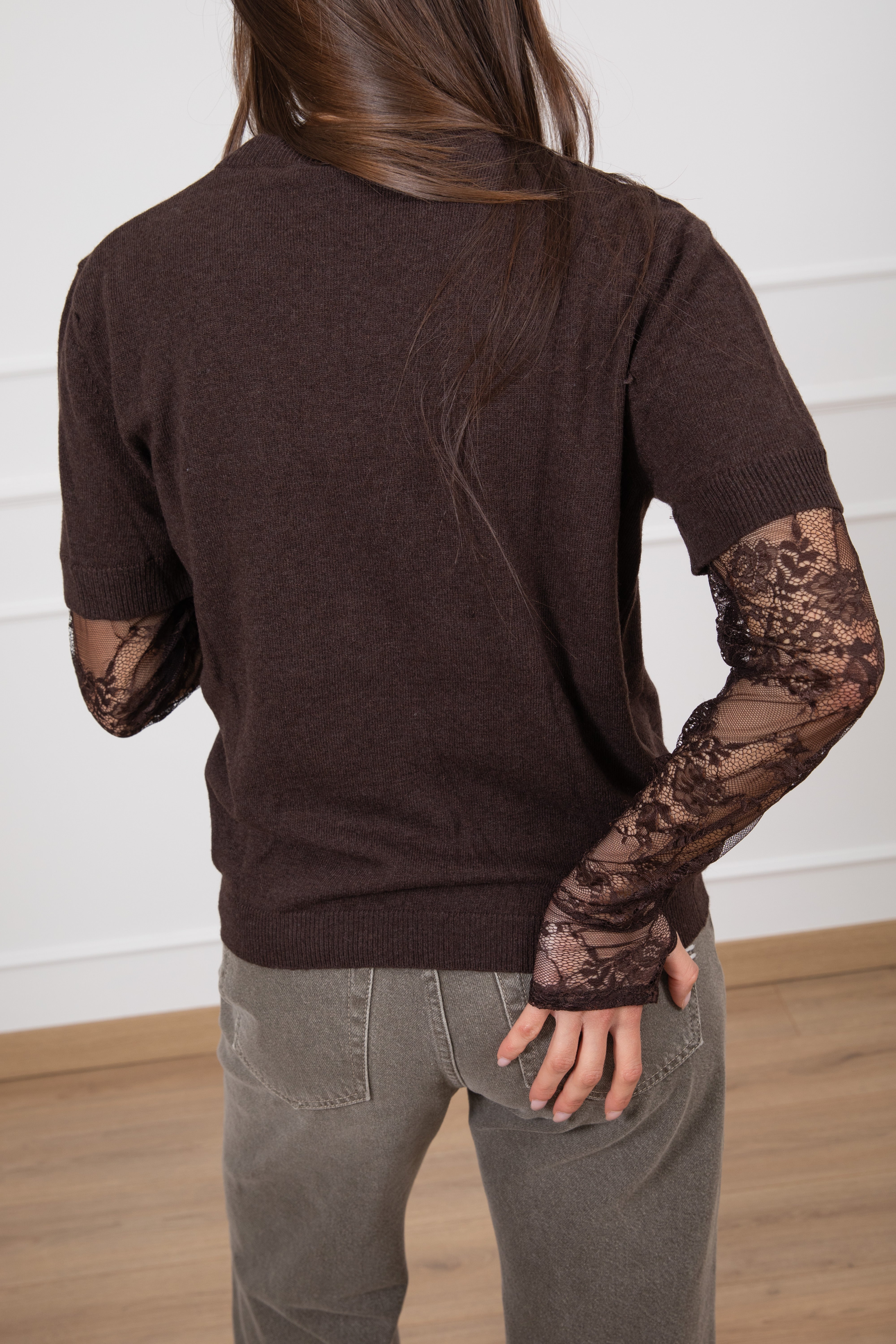 Maglia in lana con maniche pizzo ViCOLO