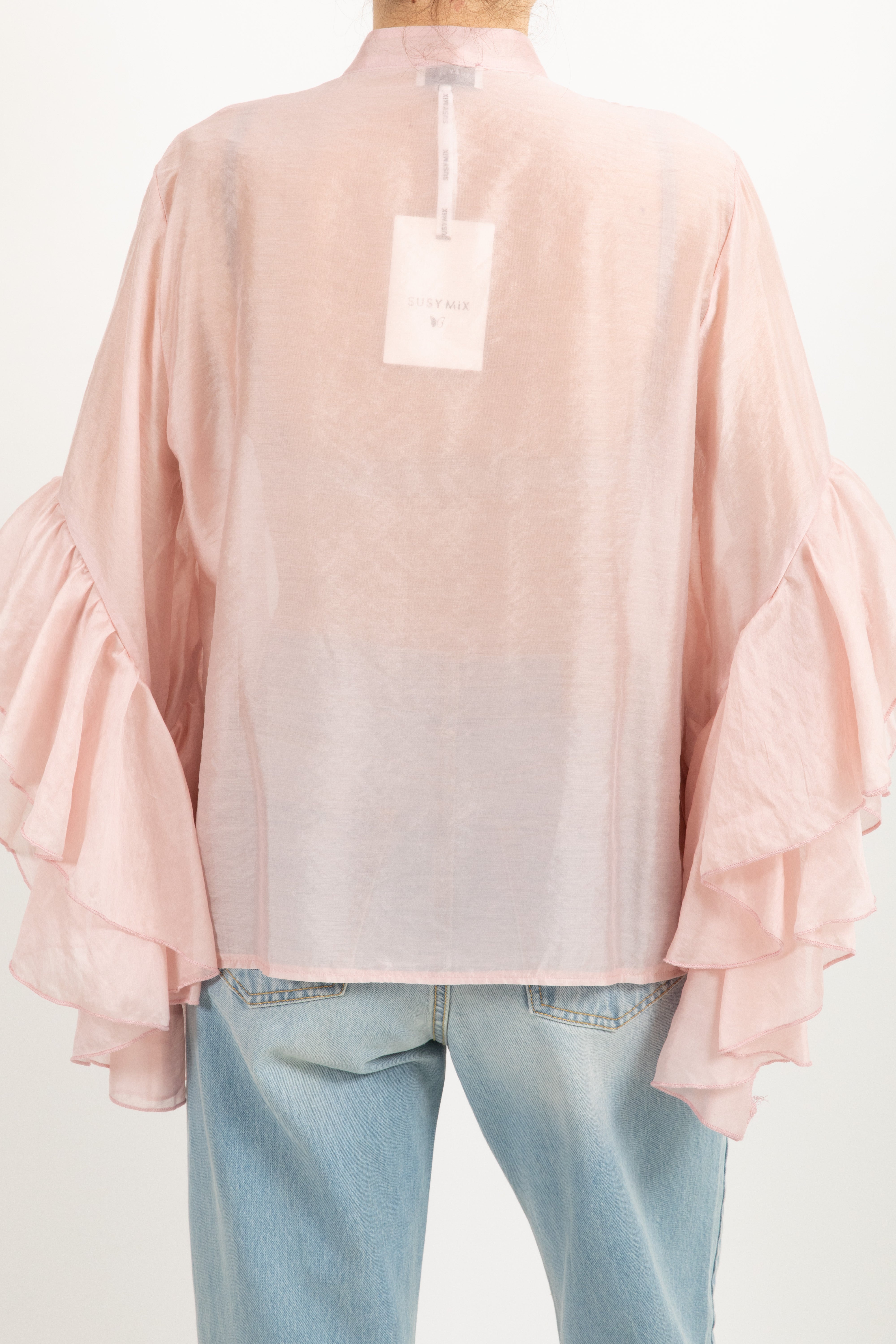 Camicia in viscosa con rouches sulla manica Susy Mix