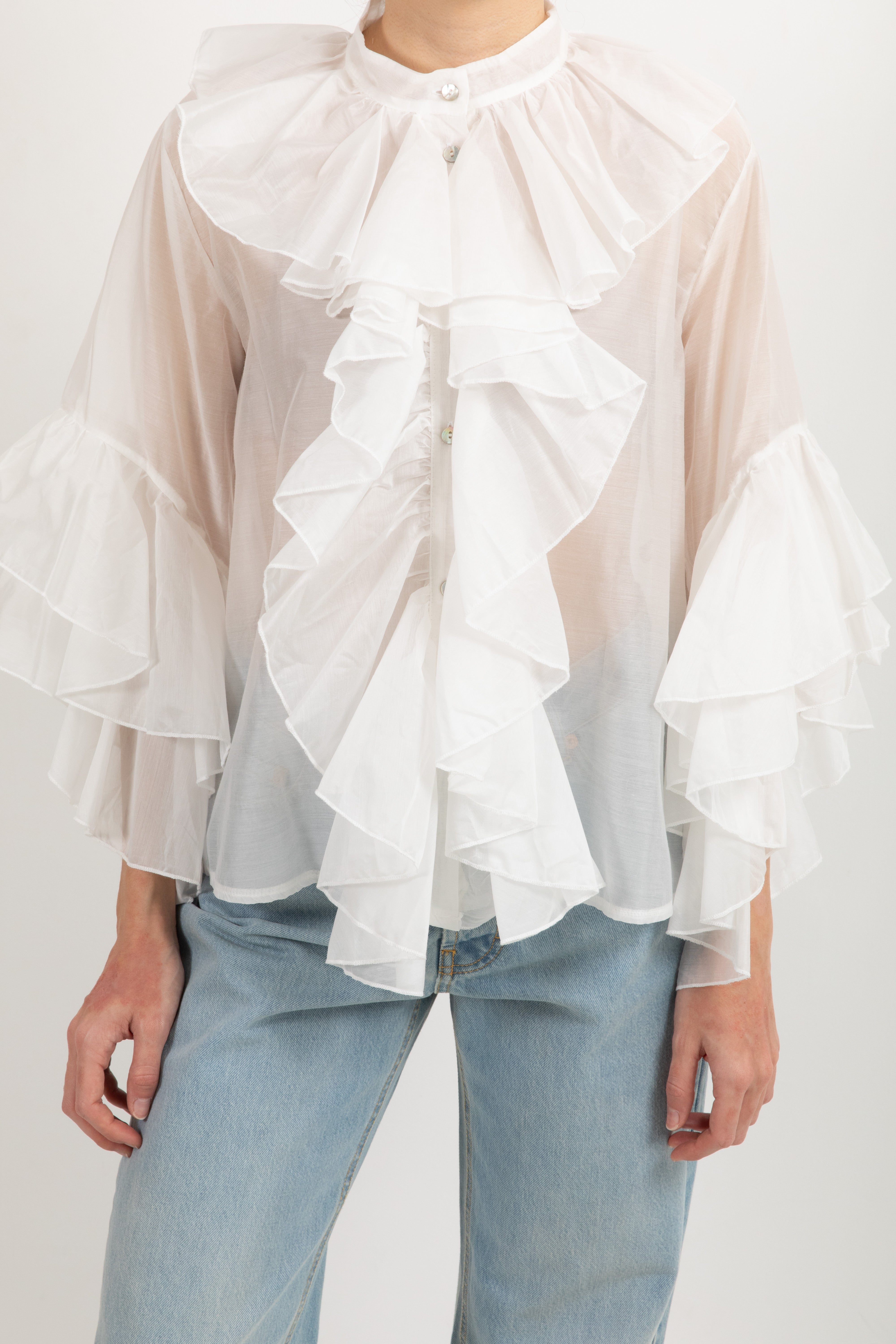 Camicia in viscosa con rouches sulla manica Susy Mix