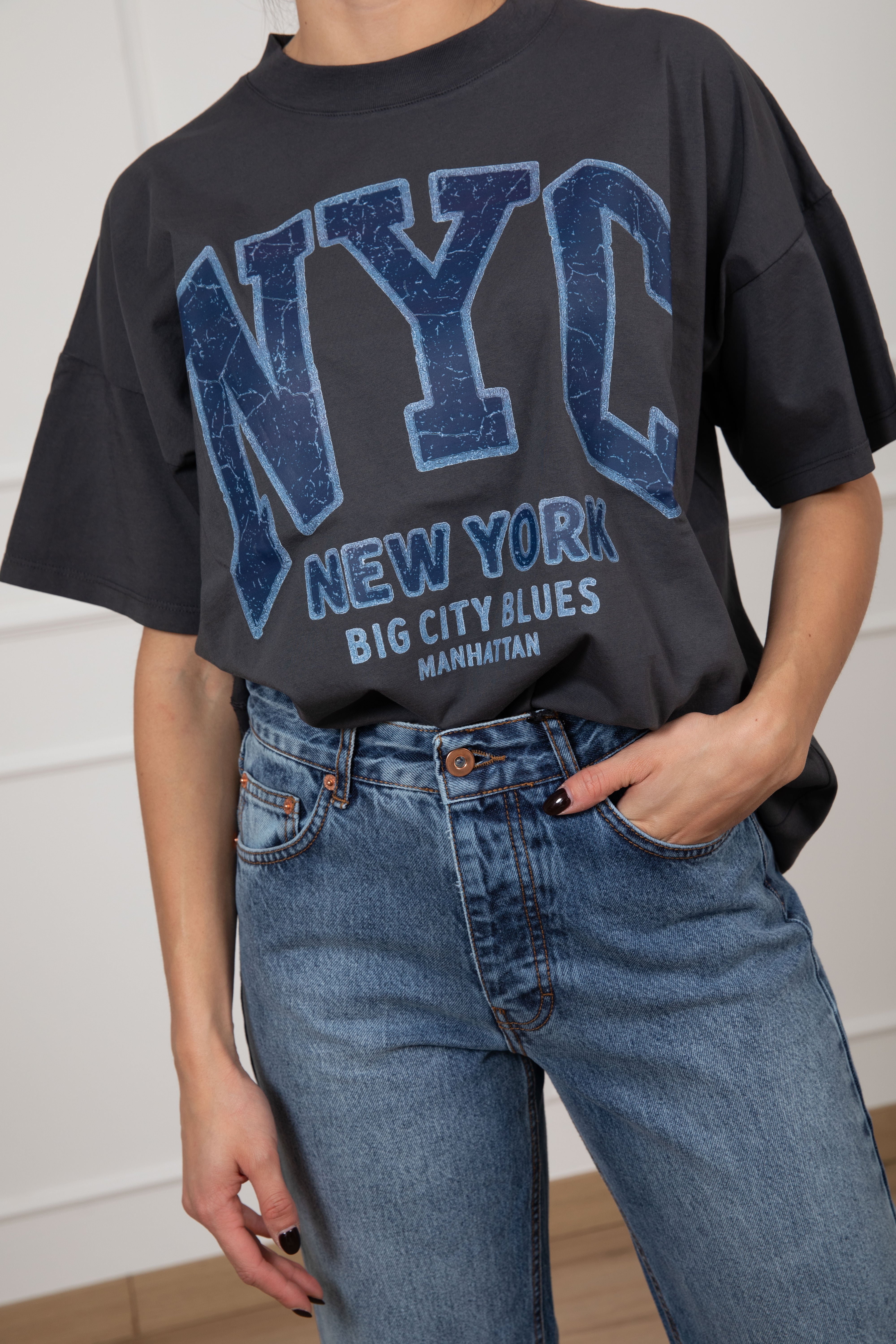 T-shirt over-size "NYC" ViCOLO