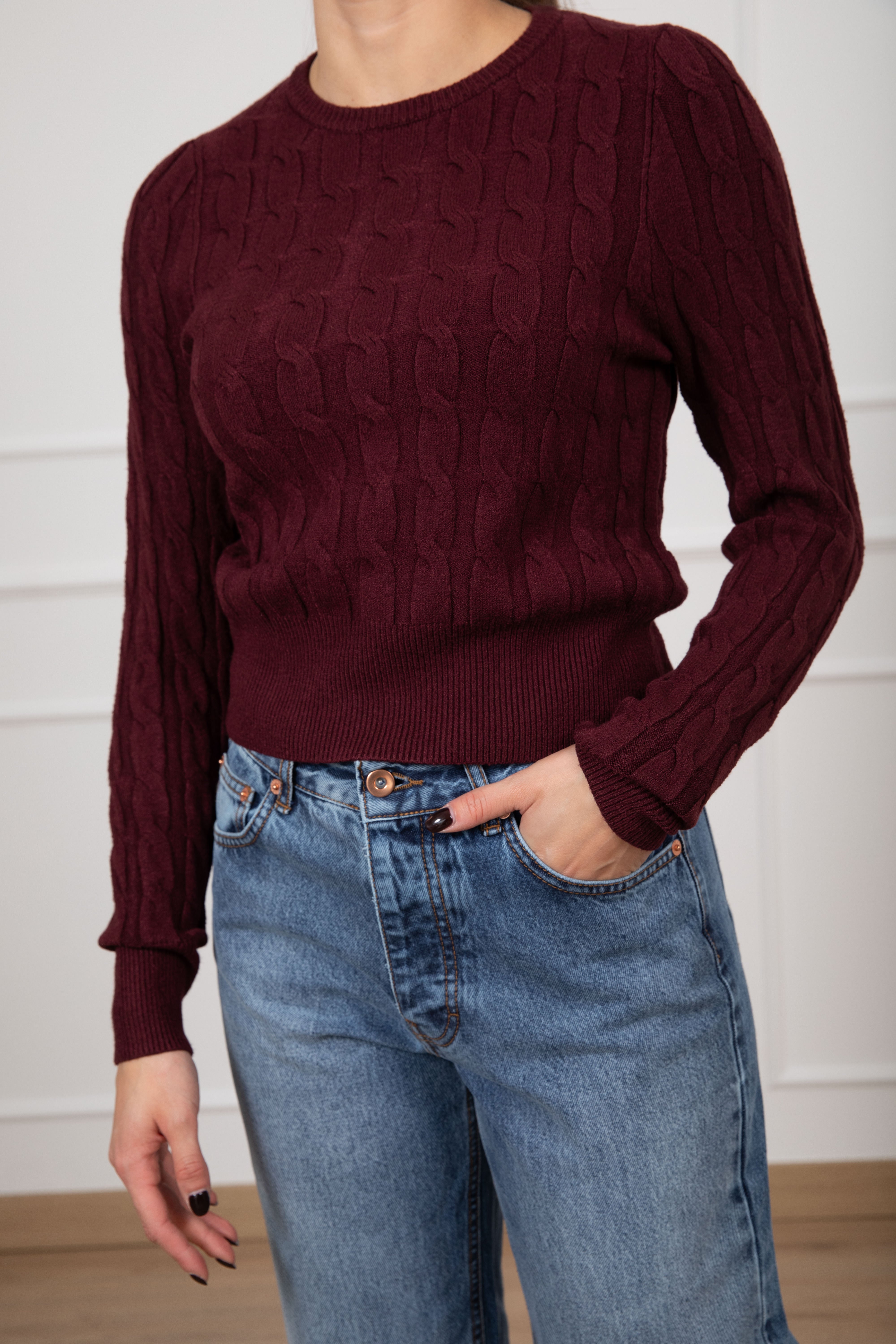 Pull treccia piatta con bottone gioiello sul retro Tensione IN