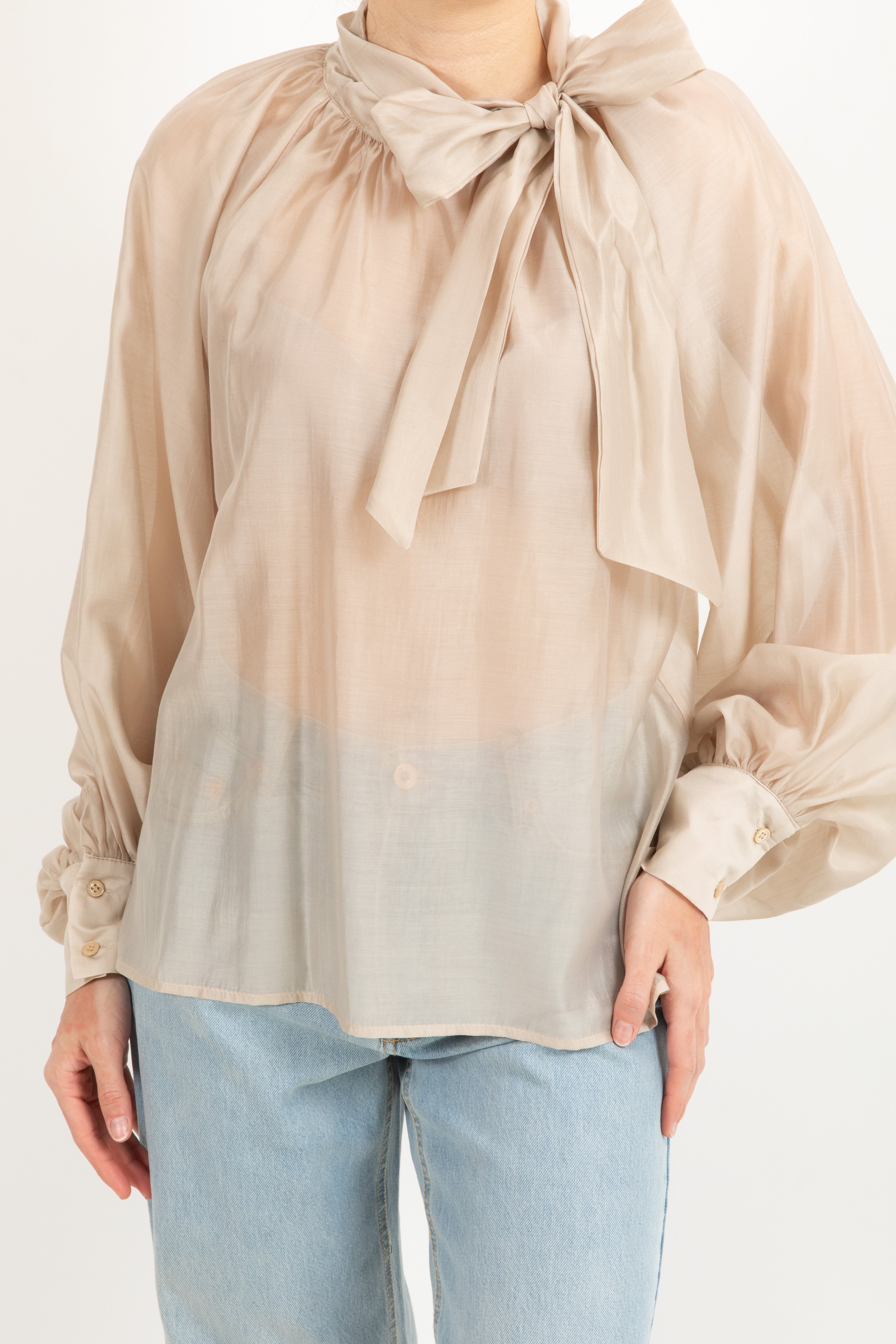 Blusa in lyocell con fiocco ViCOLO