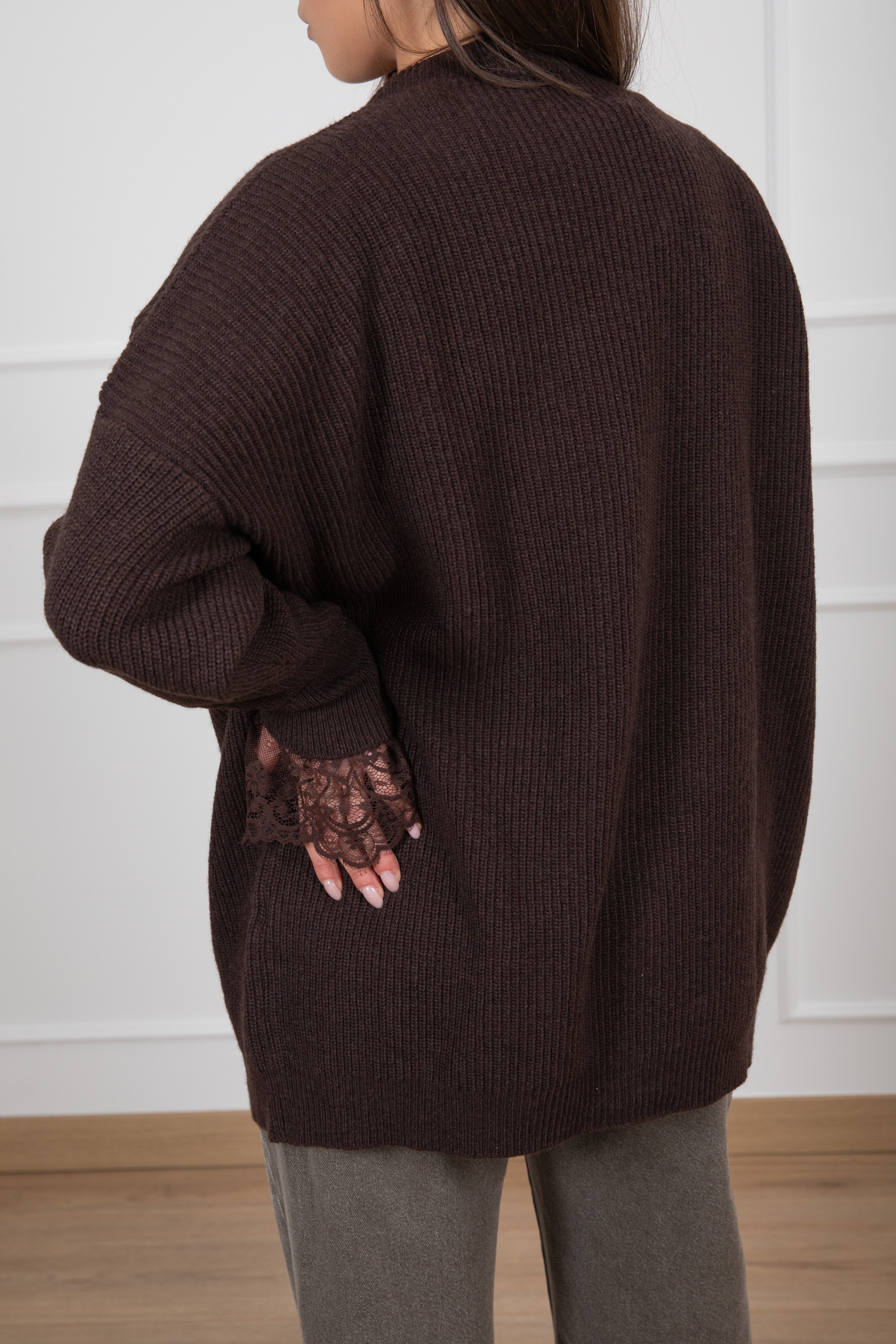 Maxi cardigan con inserto pizzo ViCOLO