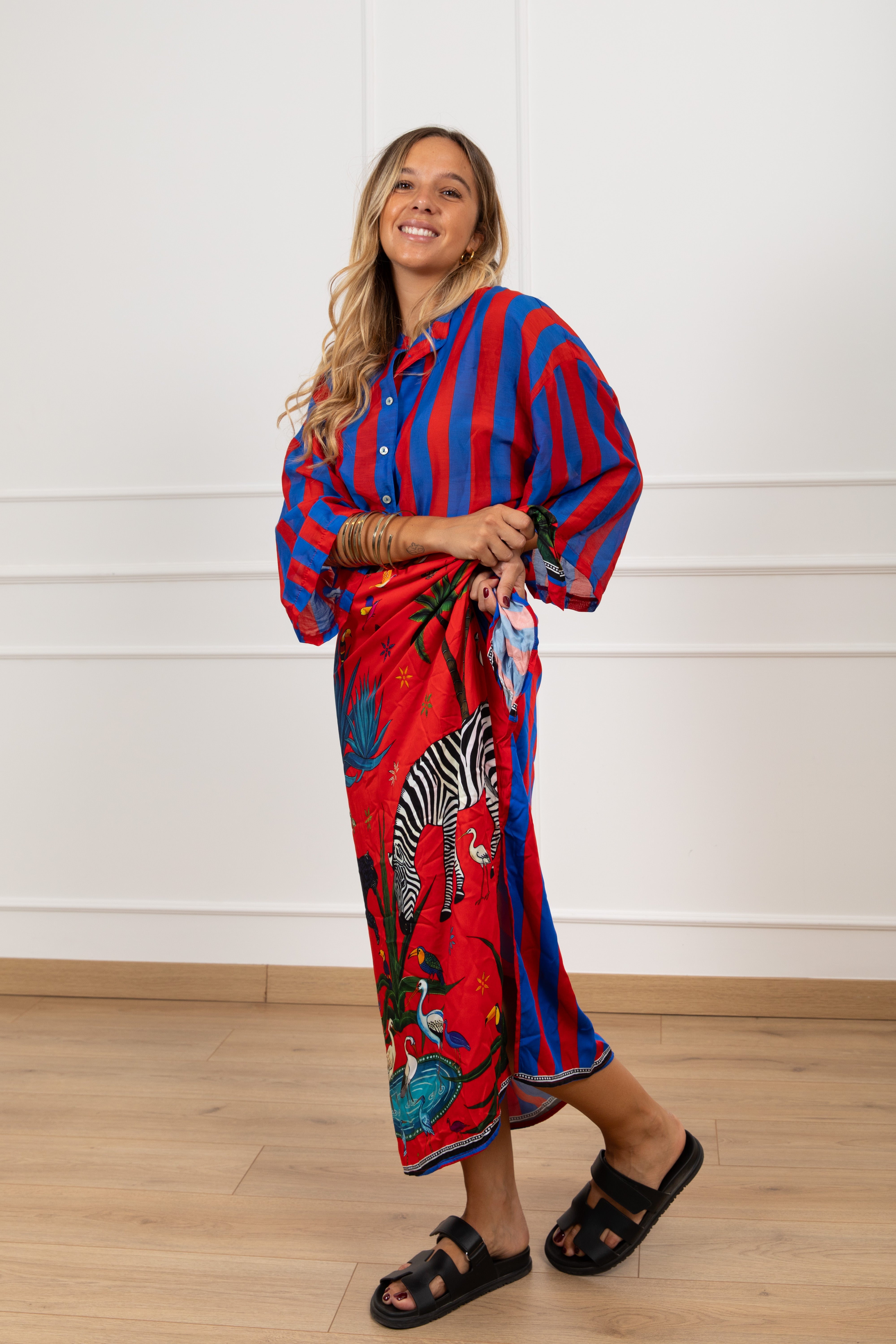 Gonna lunga pareo fantasia zebra rossa Tensione IN