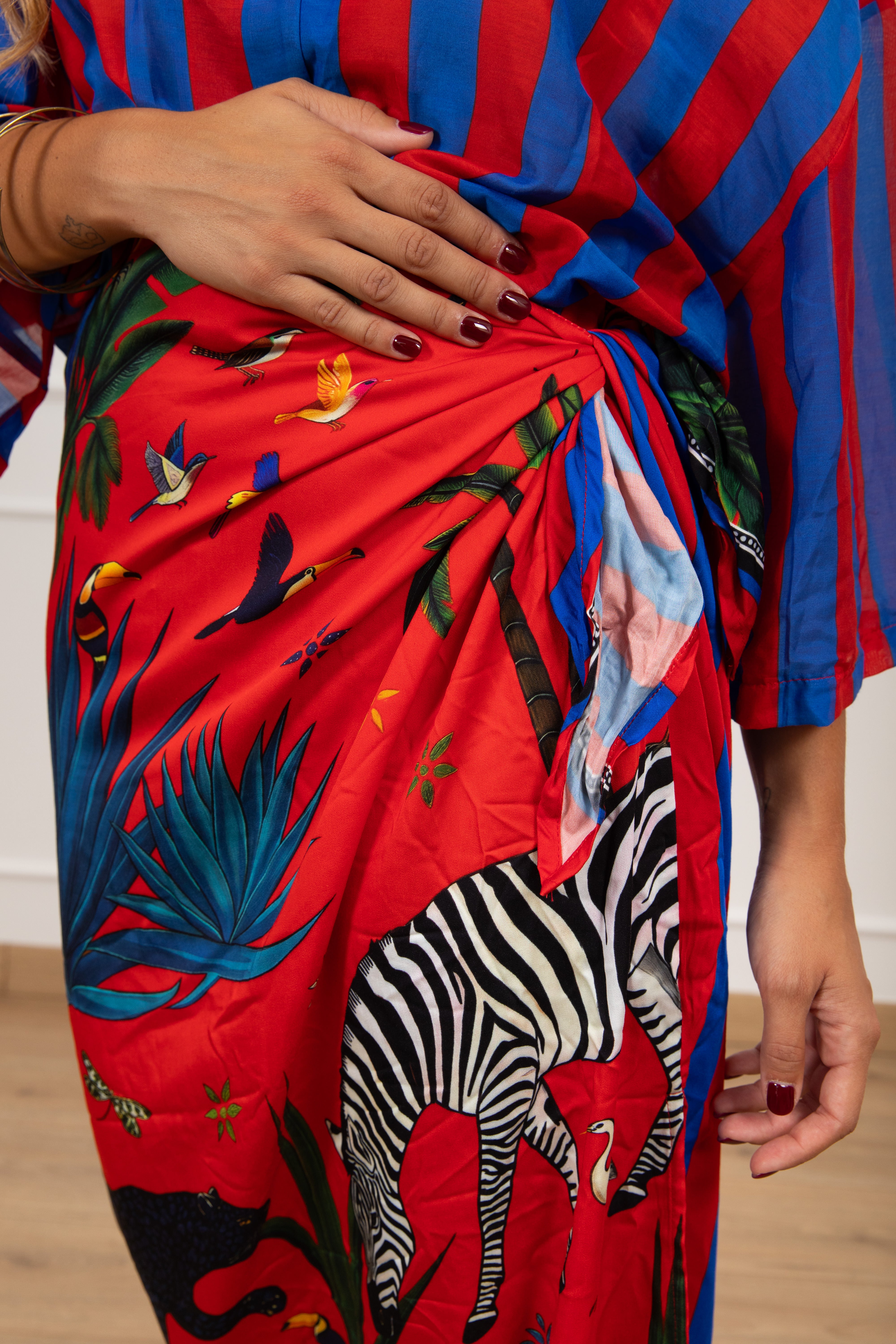 Gonna lunga pareo fantasia zebra rossa Tensione IN
