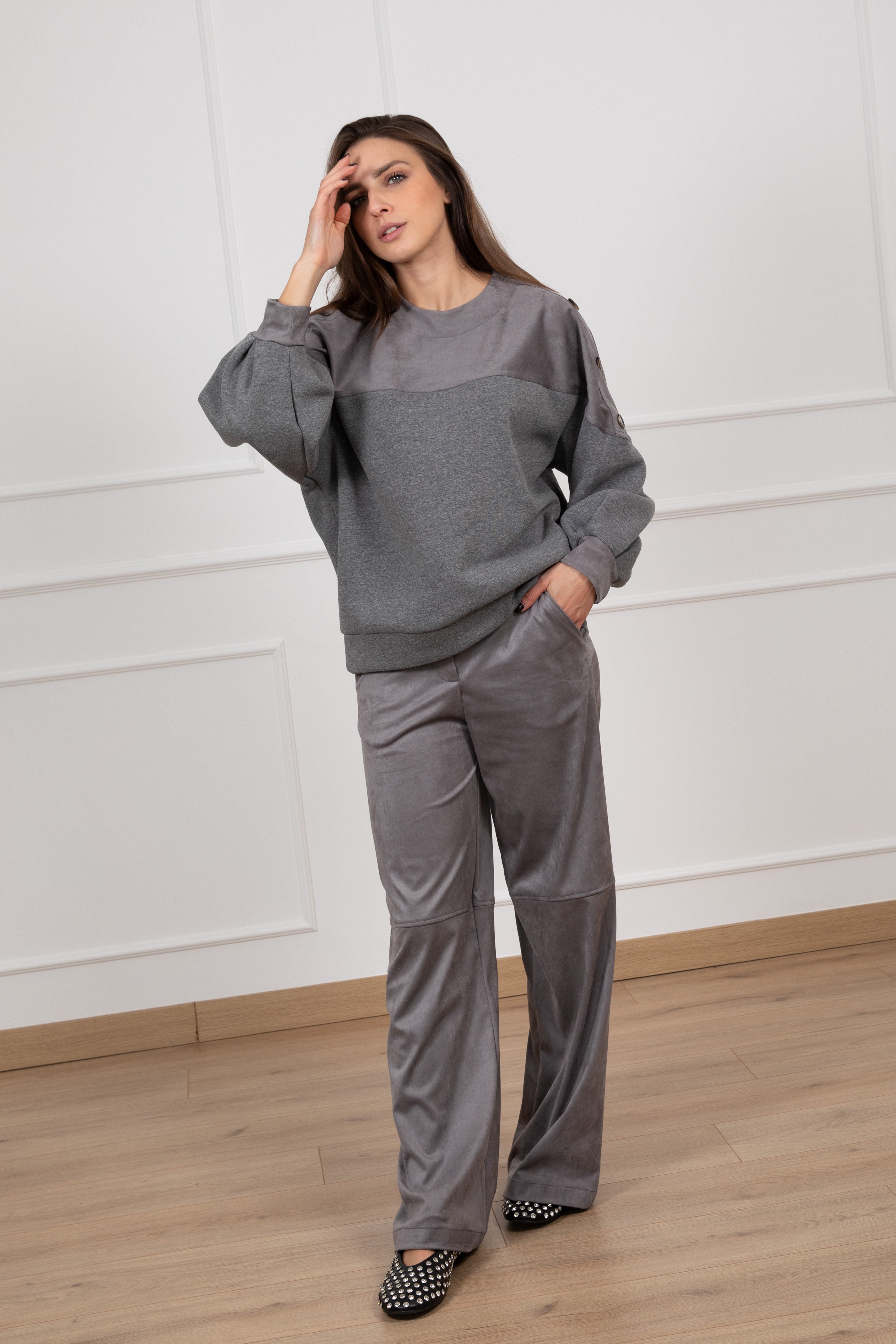 Pantalone in felpa con inserti eco-dainetto Dixie