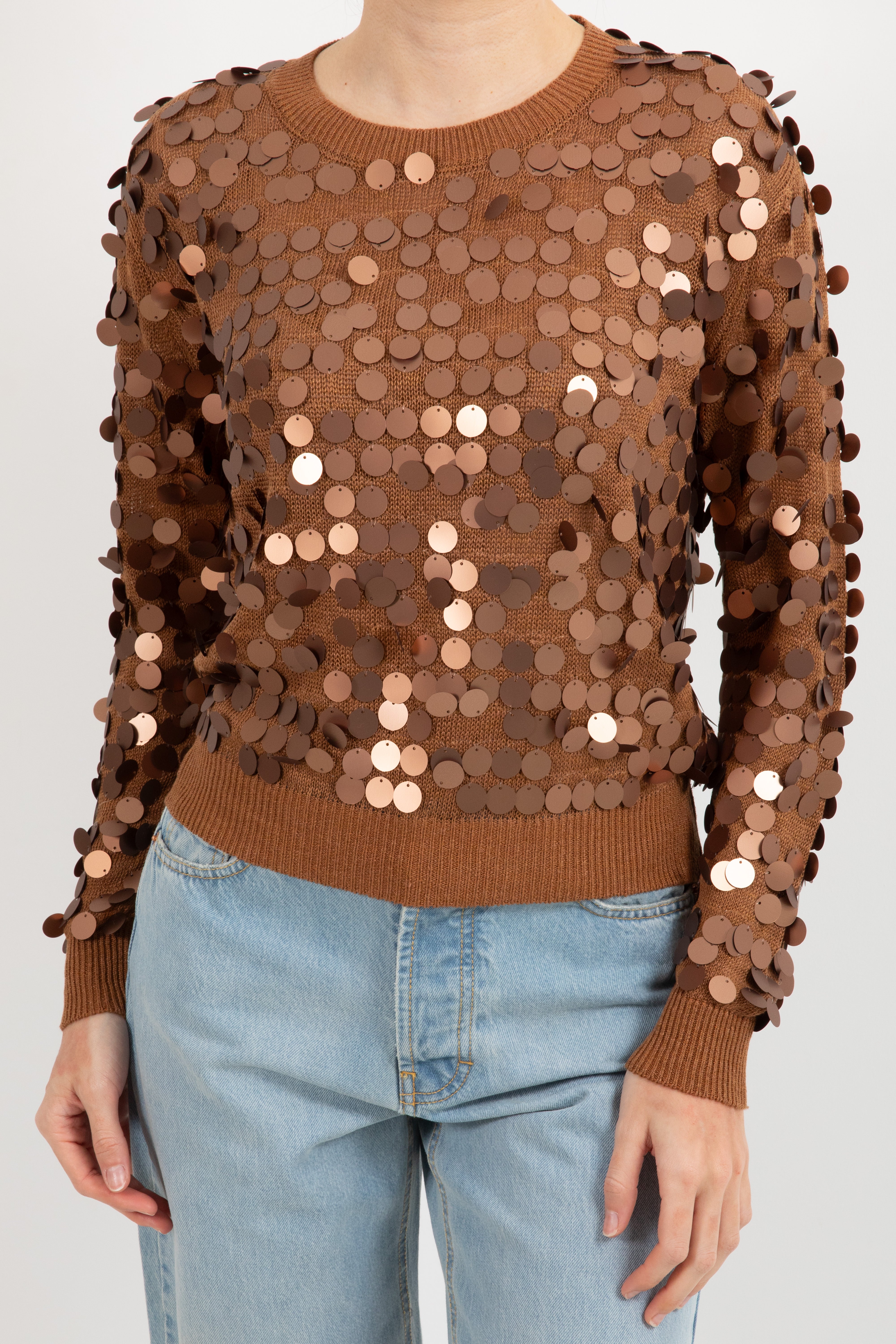 Maglia girocollo con maxi-paillettes ViCOLO