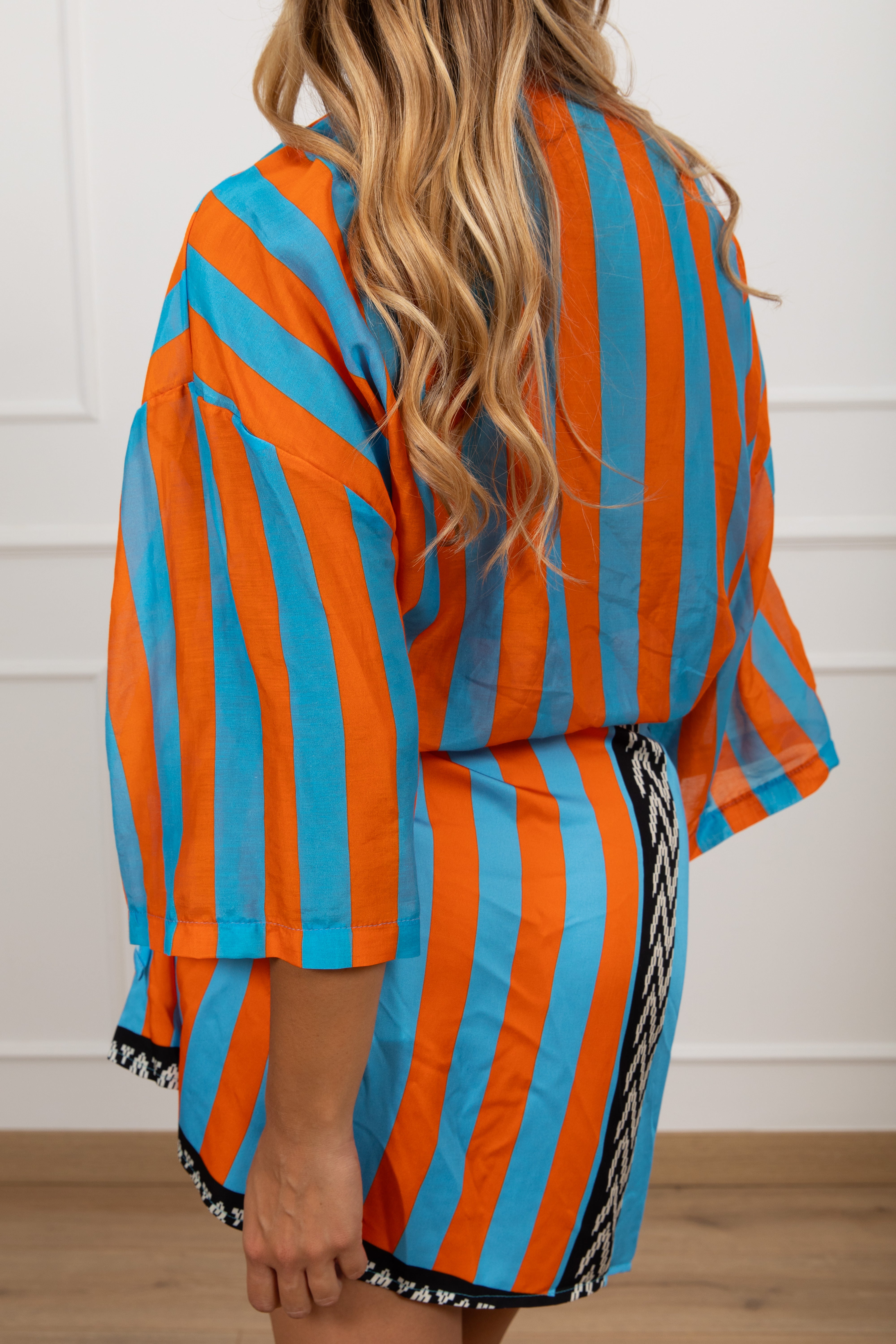 Camicia riga arancione e turchese Tensione IN