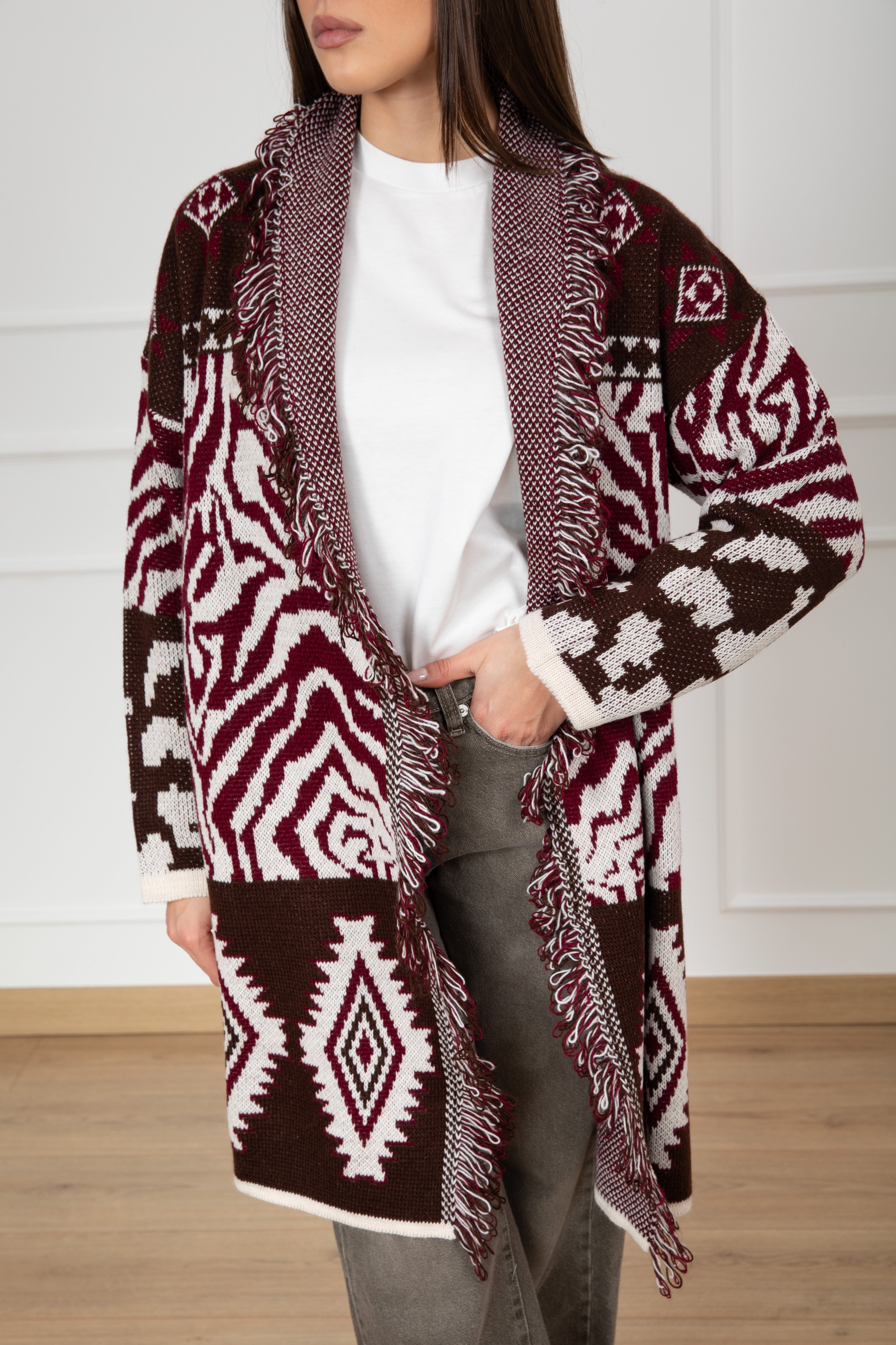 Maxi-cardigan fantasia etnica Susy Mix