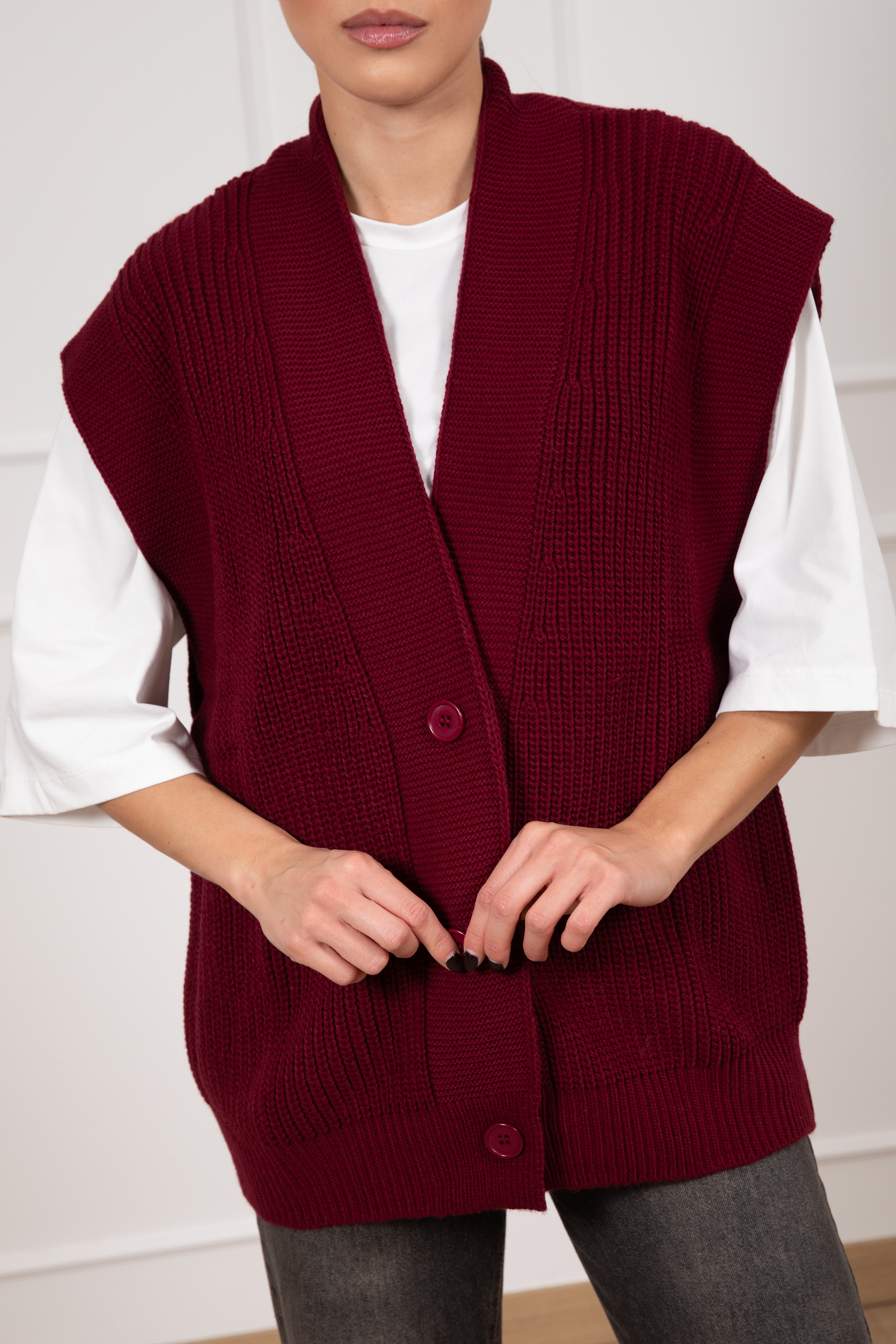Maxi-gilet in maglia a coste Susy mix