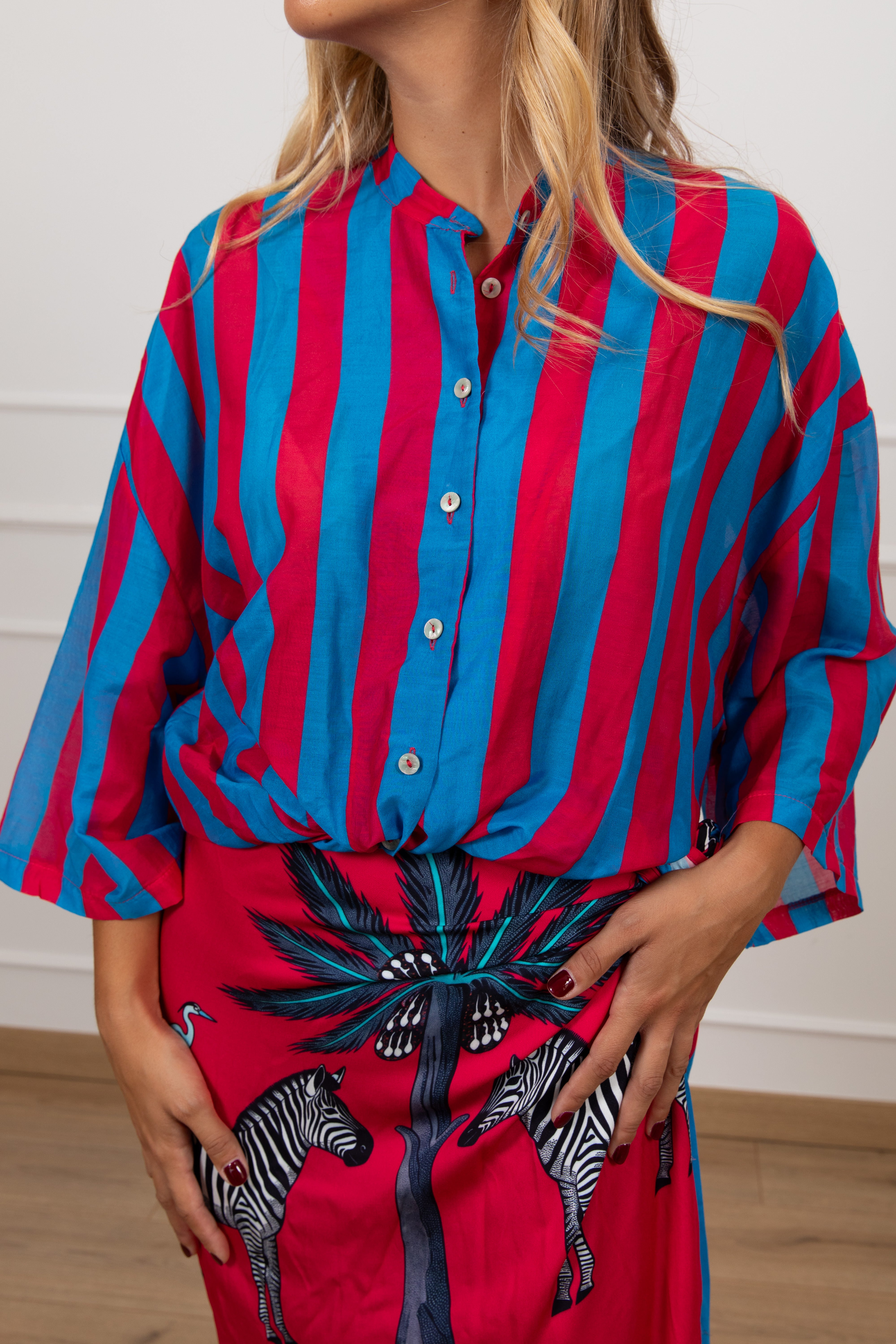 Camicia riga magenta Tensione IN