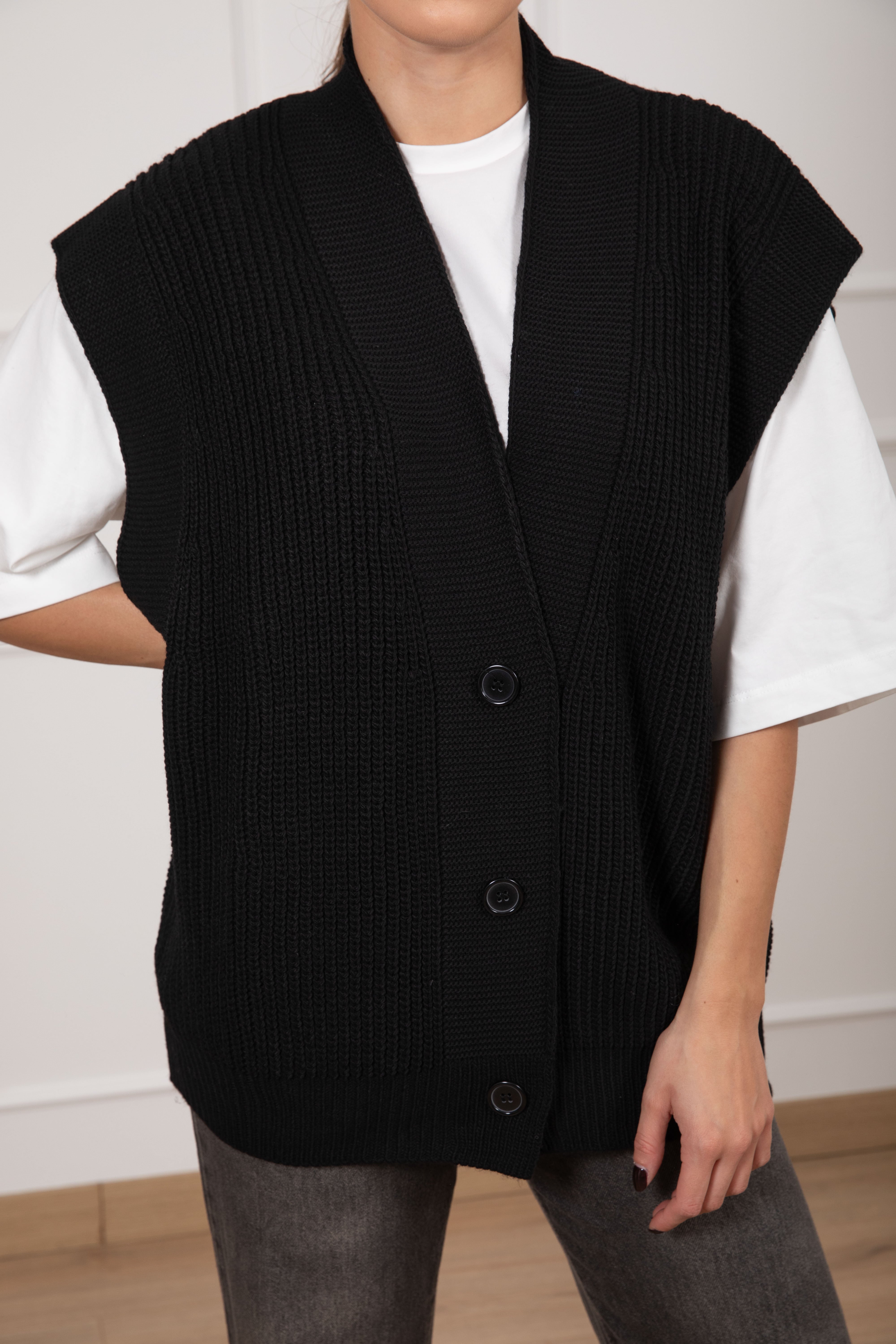 Maxi-gilet in maglia a coste Susy mix