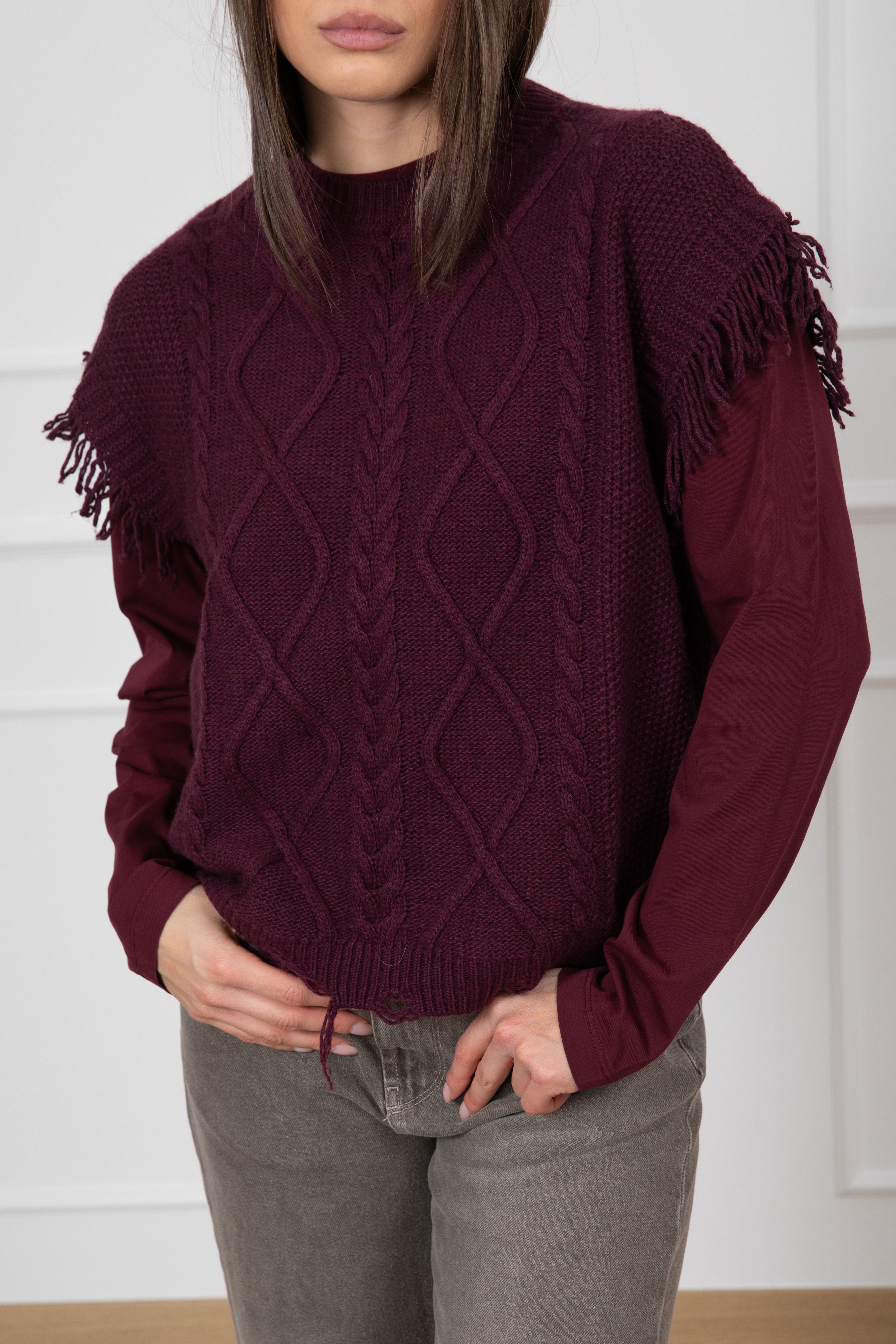 Gilet treccia con rotture Tensione IN