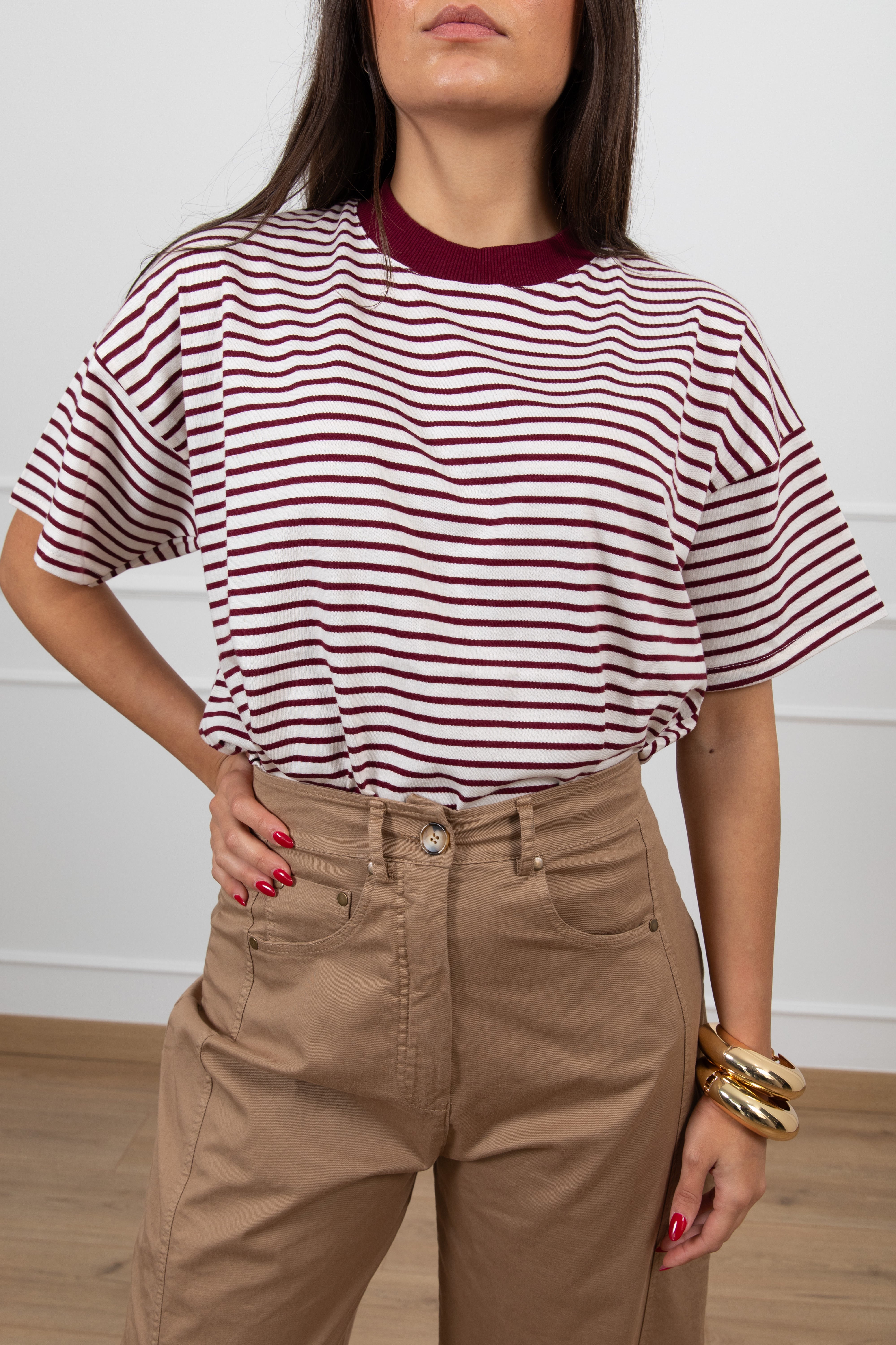 T-shirt over-size a righe ViCOLO